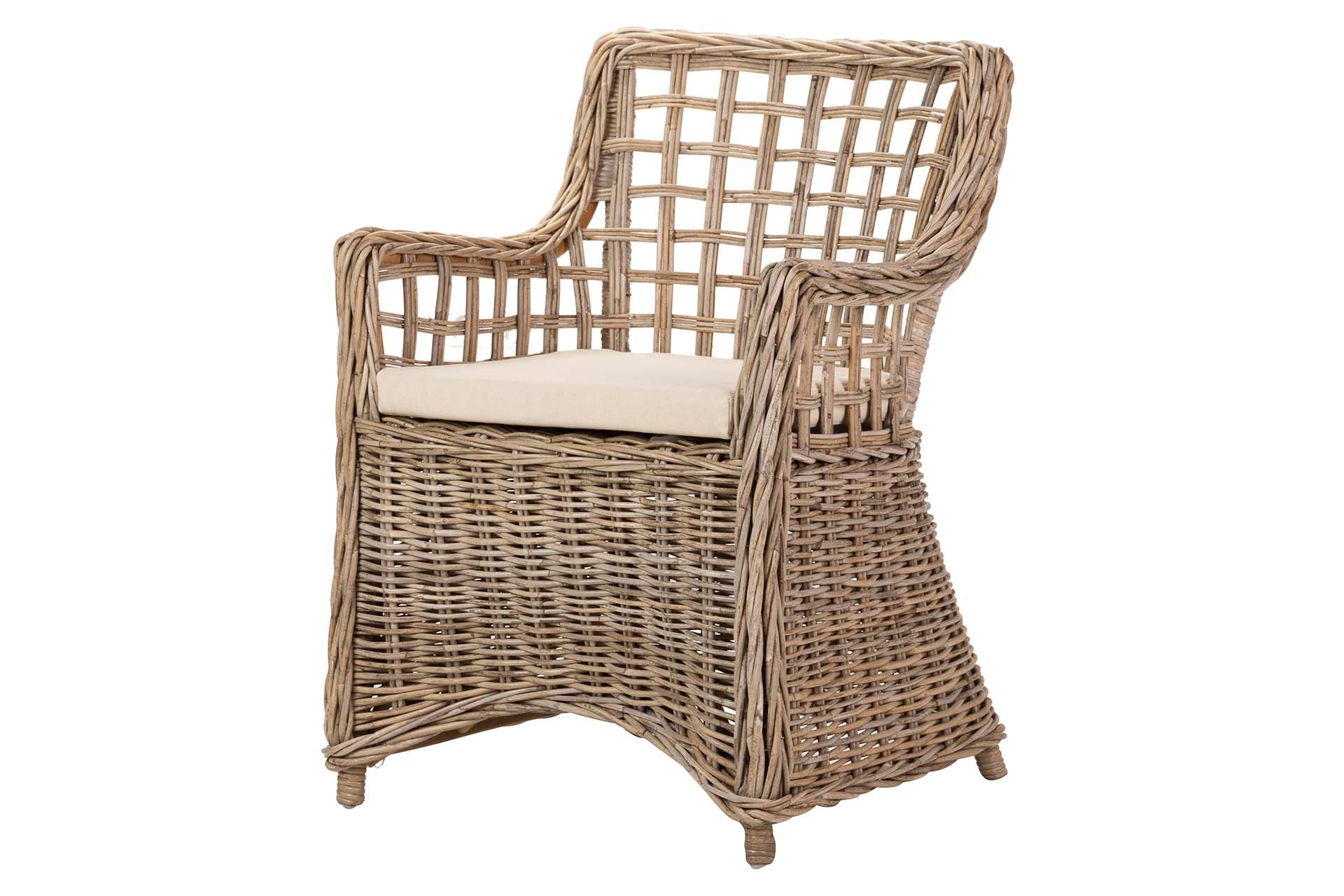 BUTACA CON COJIN RATAN MARRON 64x62x87 CM