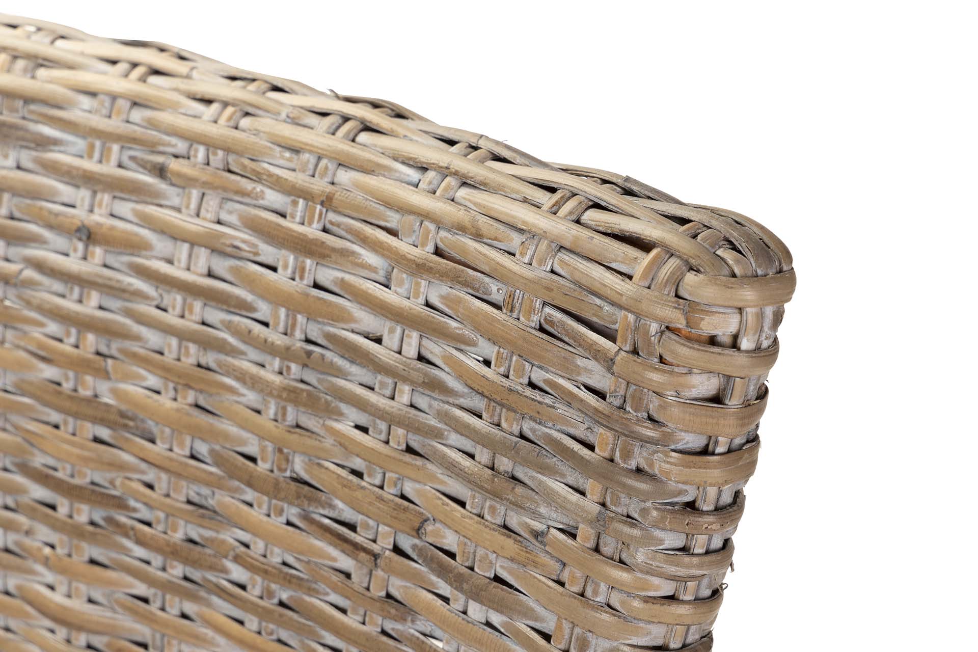 CADEIRA DE MADEIRA E RATTAN DE LINHO MARROM BEGE 54x52x91 CM