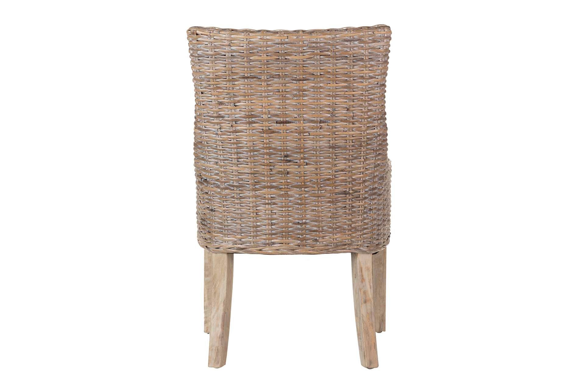 CADEIRA DE MADEIRA E RATTAN DE LINHO MARROM BEGE 54x52x91 CM