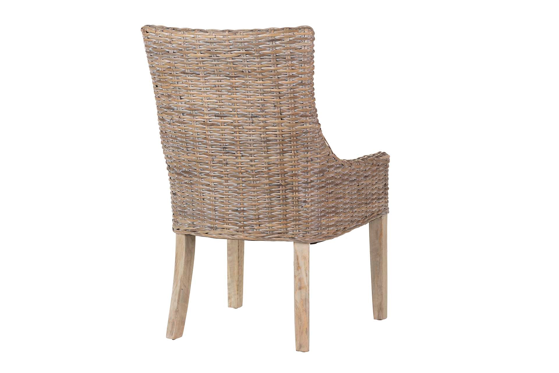 CADEIRA DE MADEIRA E RATTAN DE LINHO MARROM BEGE 54x52x91 CM