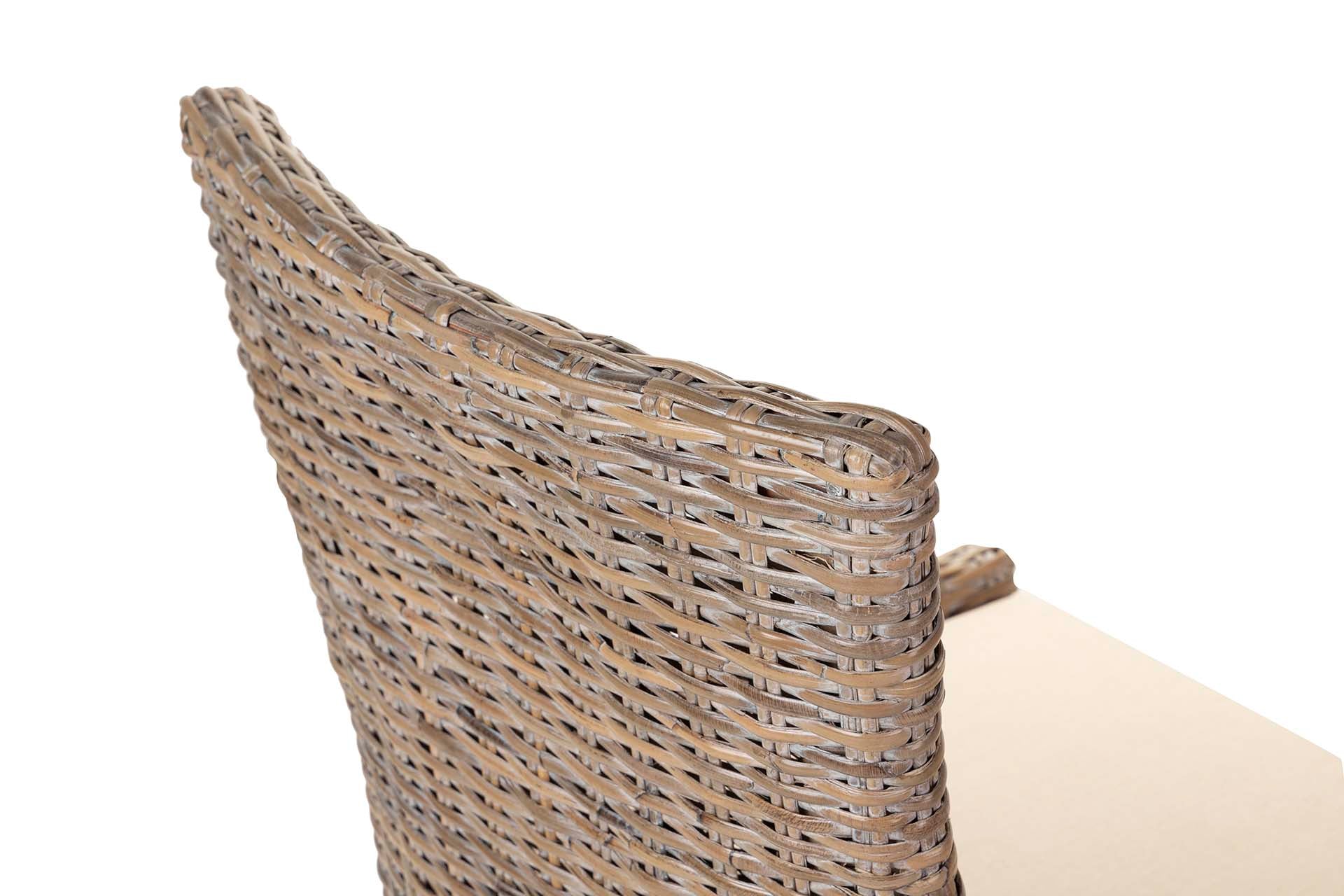 CADEIRA DE MADEIRA E RATTAN DE LINHO MARROM BEGE 54x52x91 CM