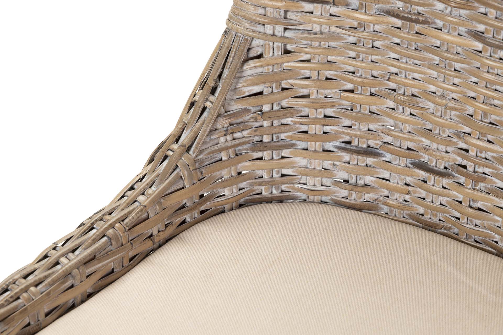 CADEIRA DE MADEIRA E RATTAN DE LINHO MARROM BEGE 54x52x91 CM