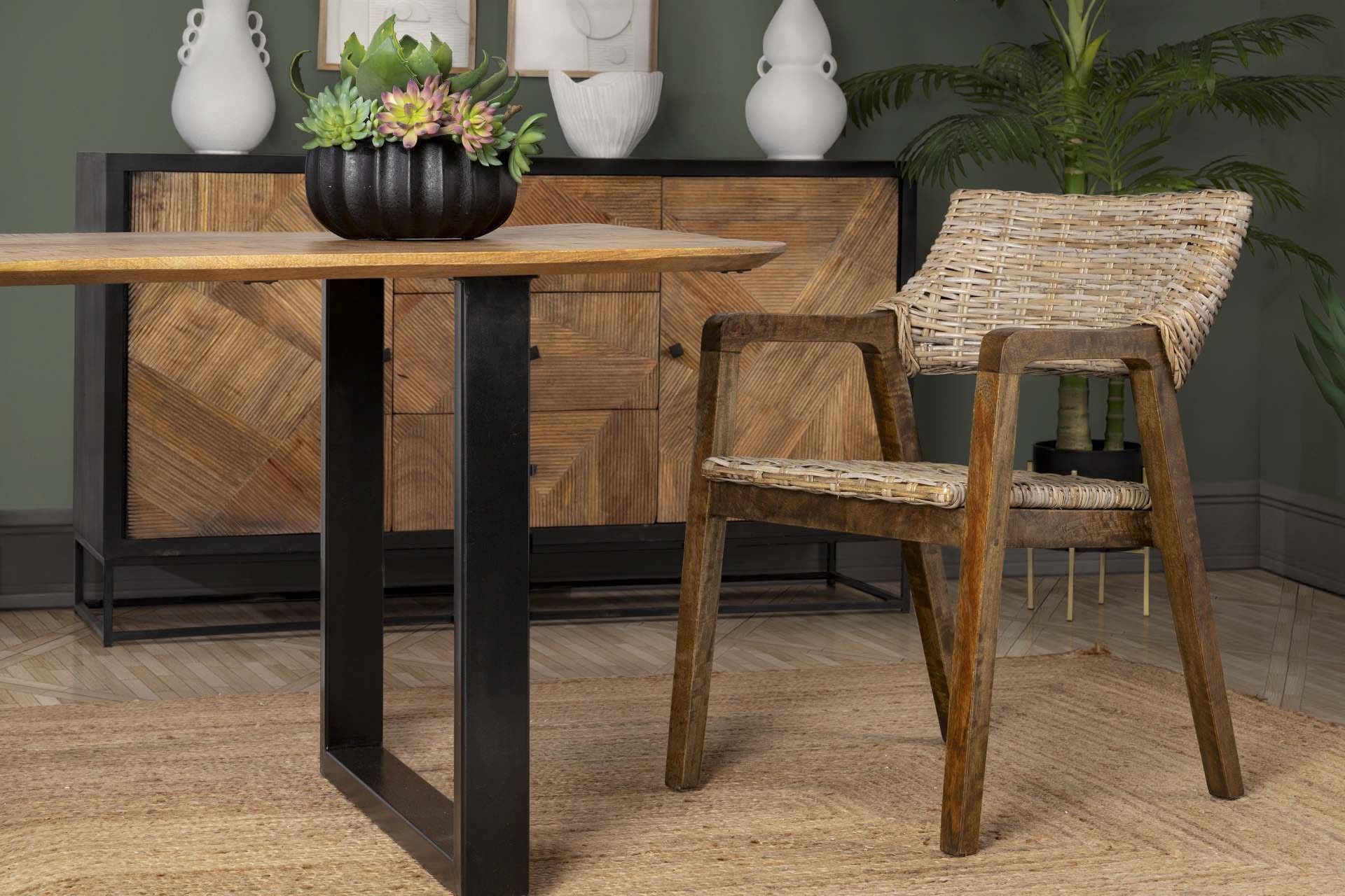 POLTRONA DE RATTAN DE MADEIRA MARROM 54x57x81 CM