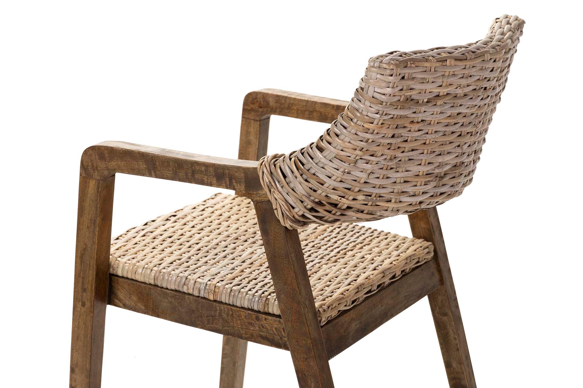 POLTRONA DE RATTAN DE MADEIRA MARROM 54x57x81 CM