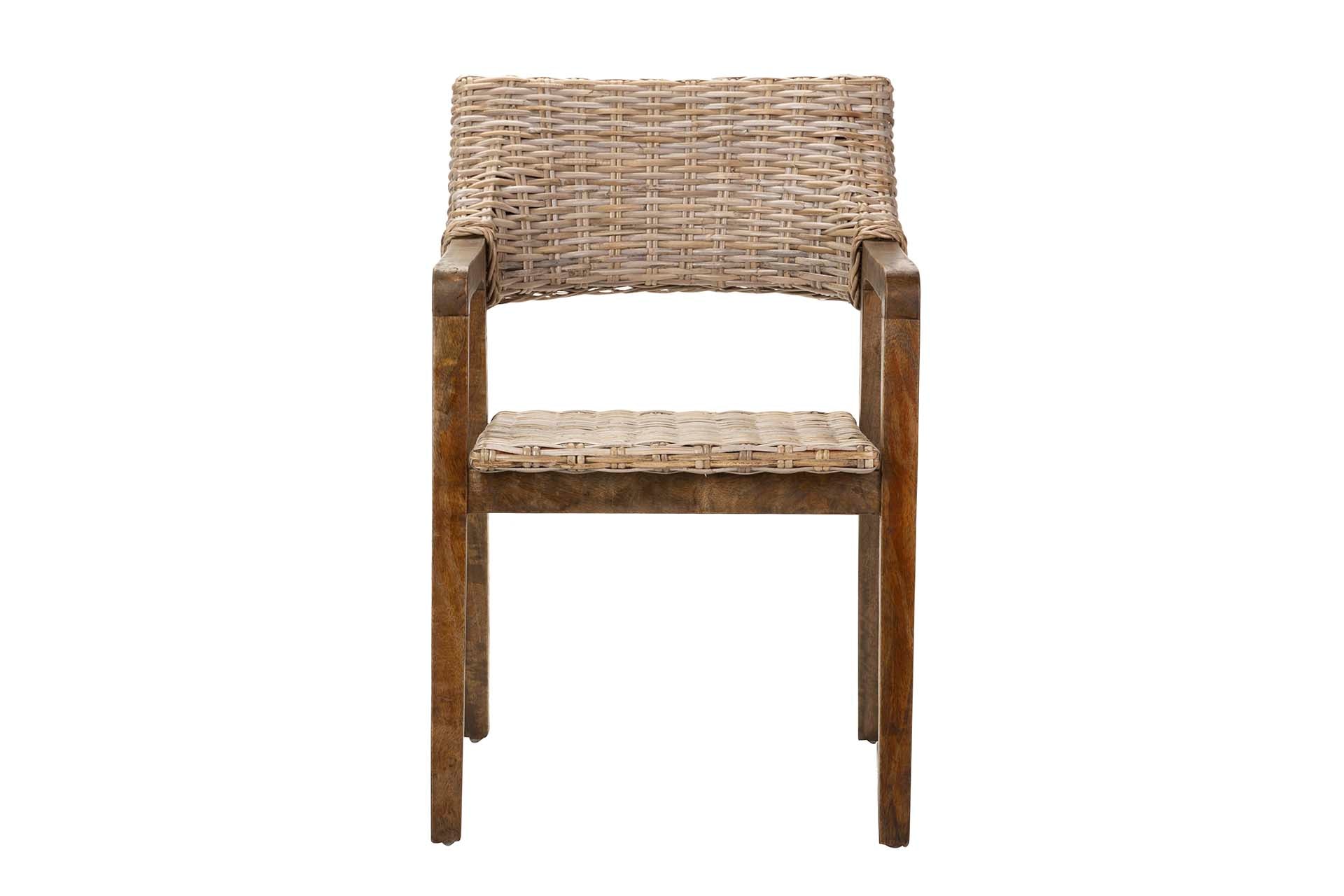 POLTRONA DE RATTAN DE MADEIRA MARROM 54x57x81 CM