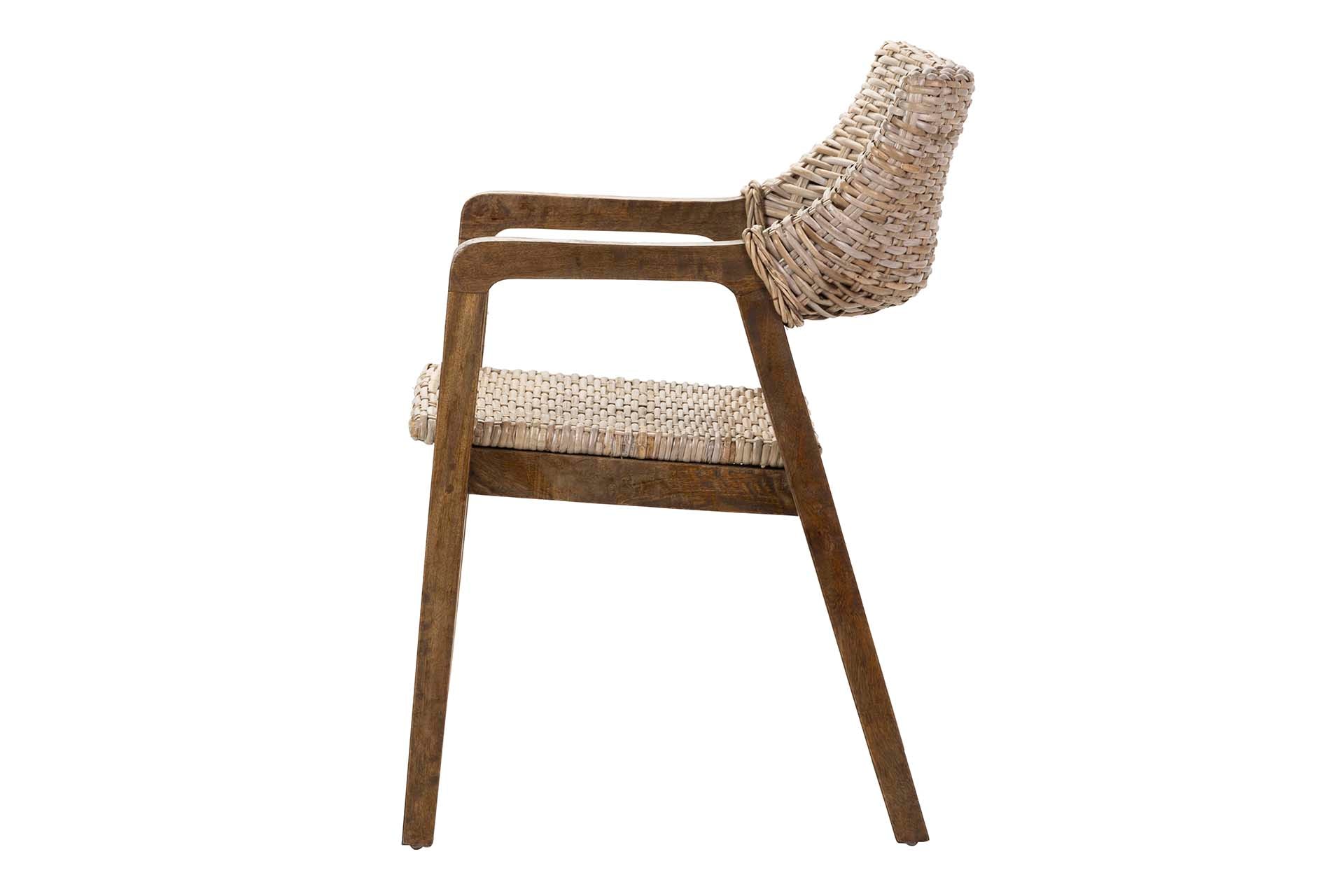 POLTRONA DE RATTAN DE MADEIRA MARROM 54x57x81 CM