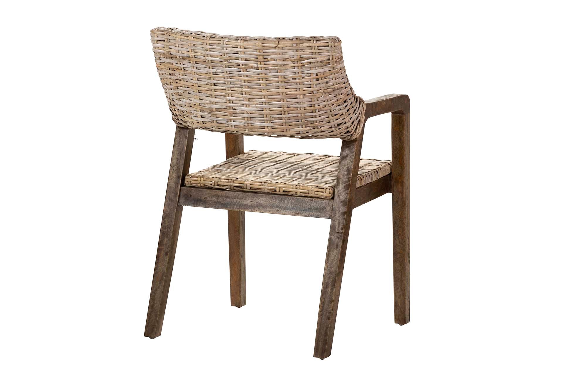 POLTRONA DE RATTAN DE MADEIRA MARROM 54x57x81 CM