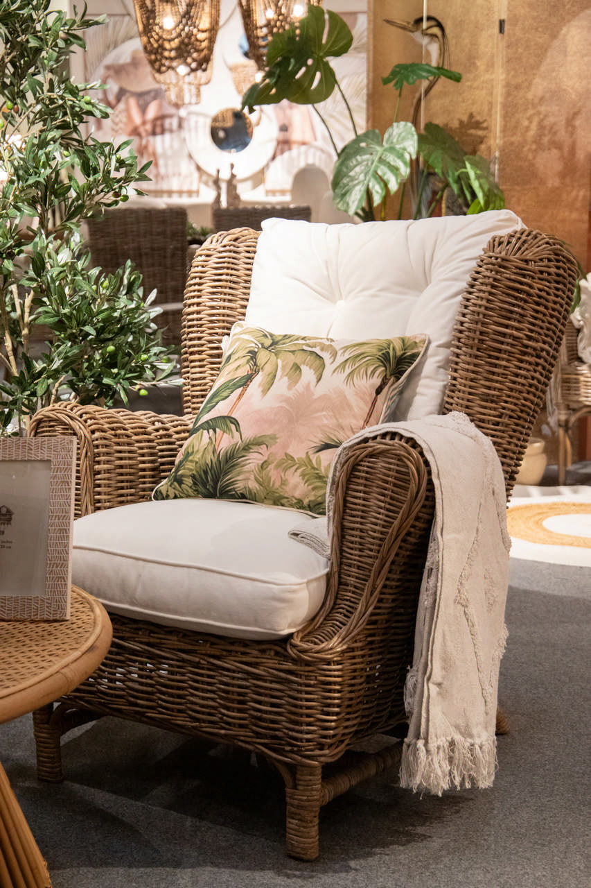 RATTAN ARMCHAIR WITH CUSHION 83x78x95 CM