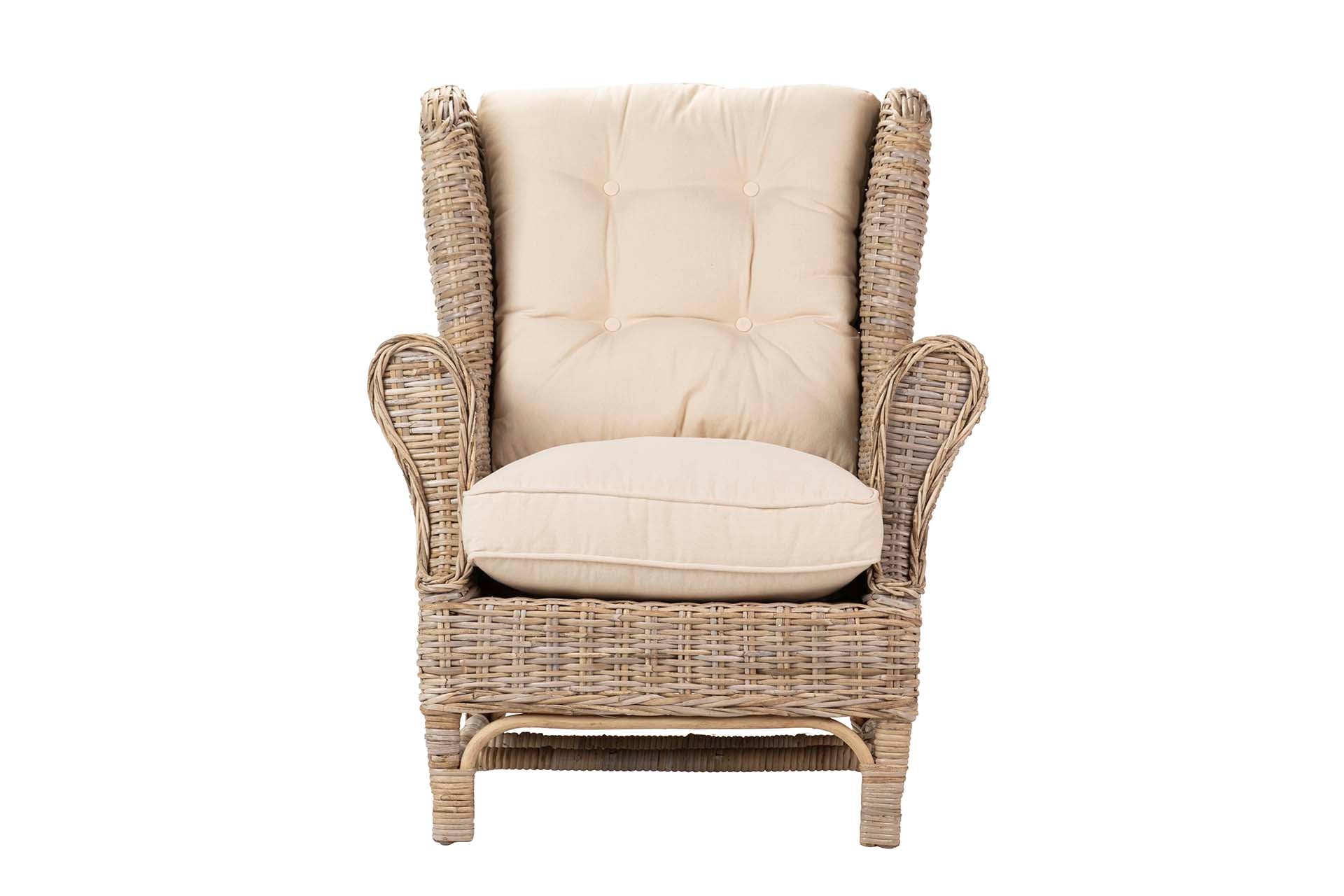 RATTAN ARMCHAIR WITH CUSHION 83x78x95 CM