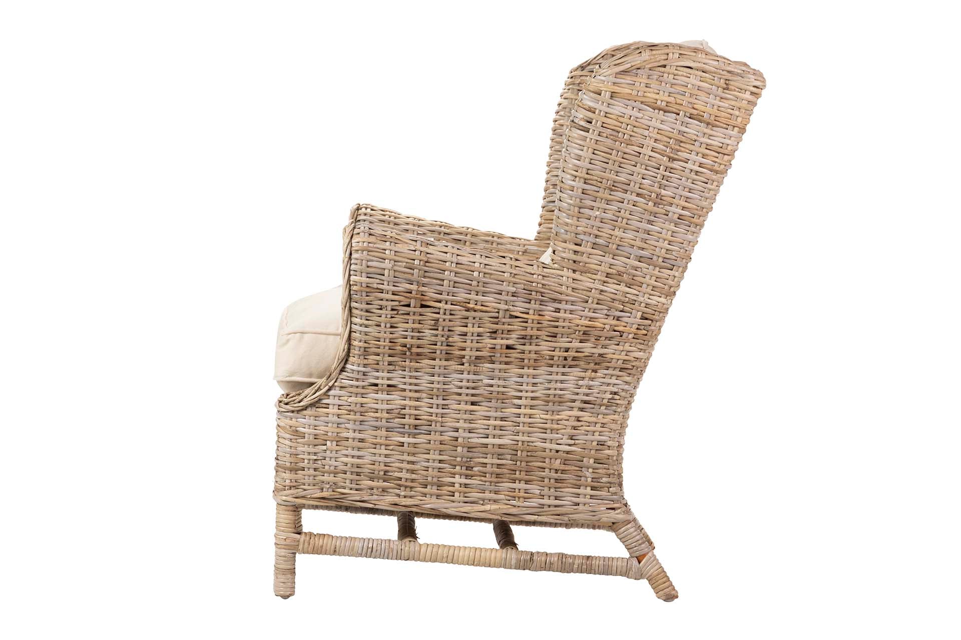 RATTAN ARMCHAIR WITH CUSHION 83x78x95 CM