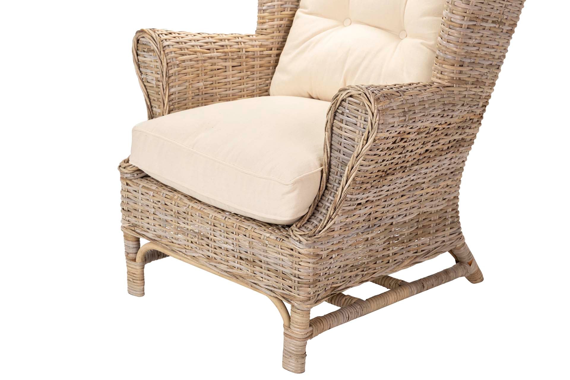 RATTAN ARMCHAIR WITH CUSHION 83x78x95 CM