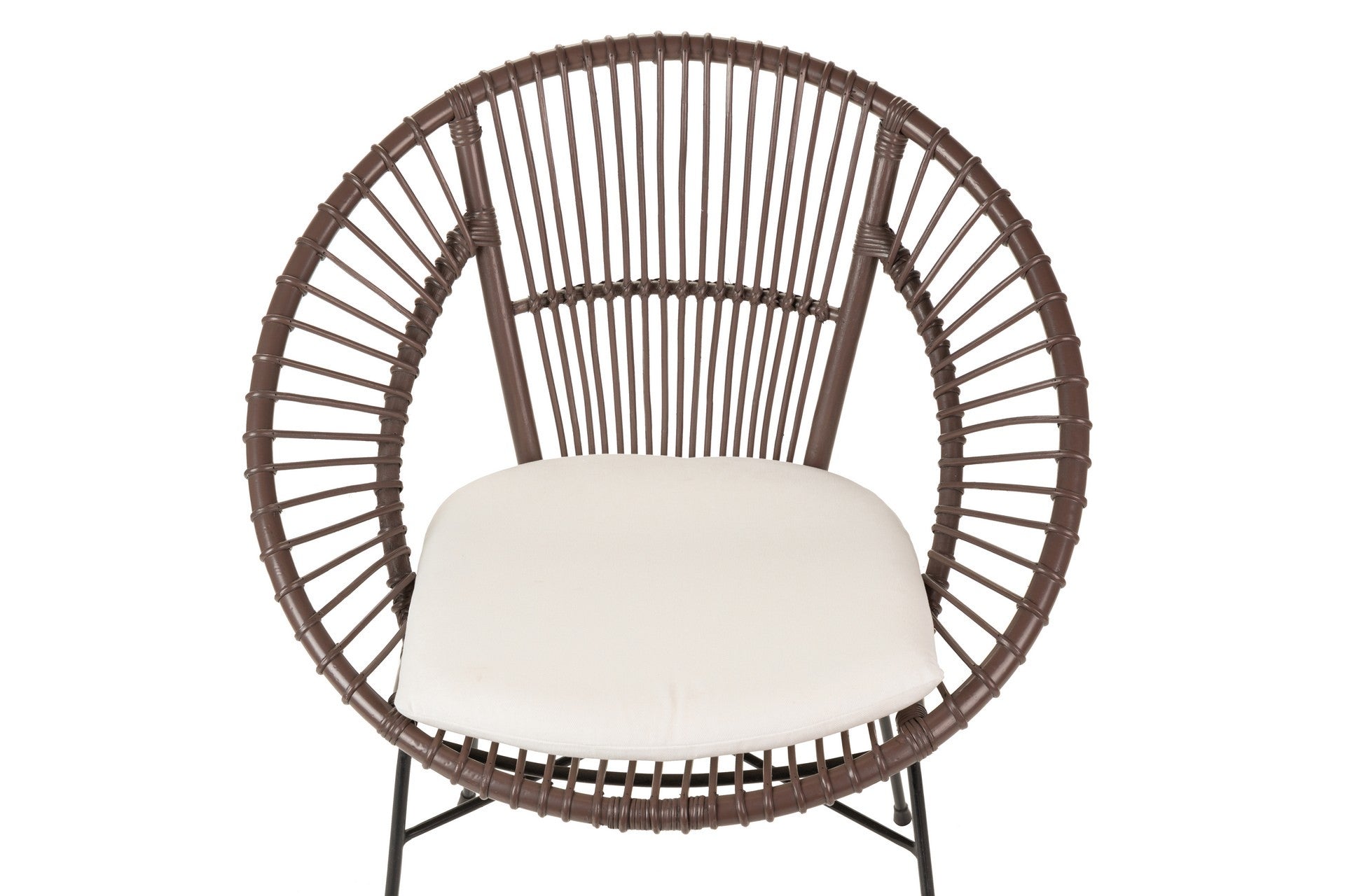 SILLA RATTAN METAL COJIN BLANCO 72x60x87 CM