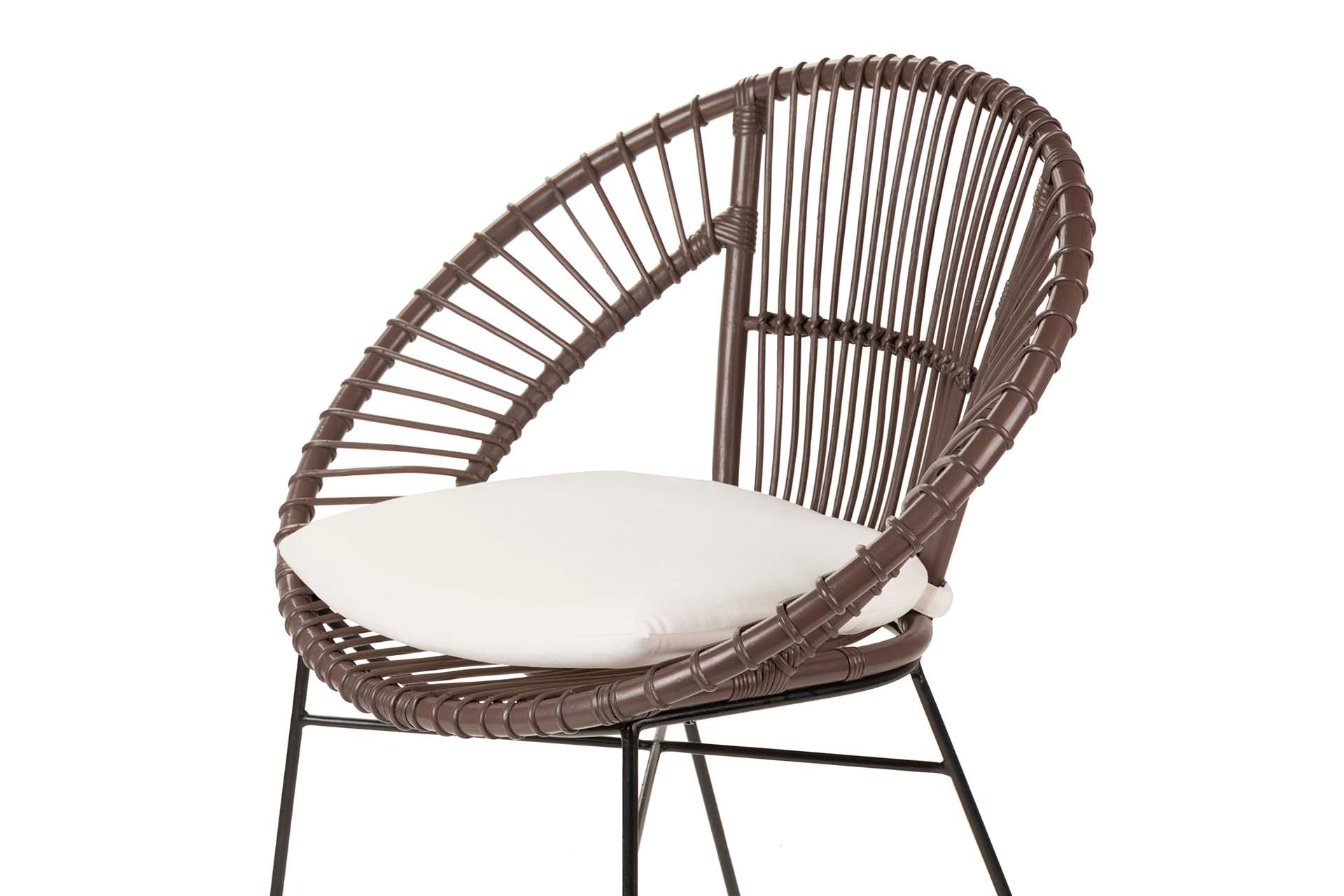 RATTAN METAL CHAIR WITH WHITE CUSHION 72x60x87 CM