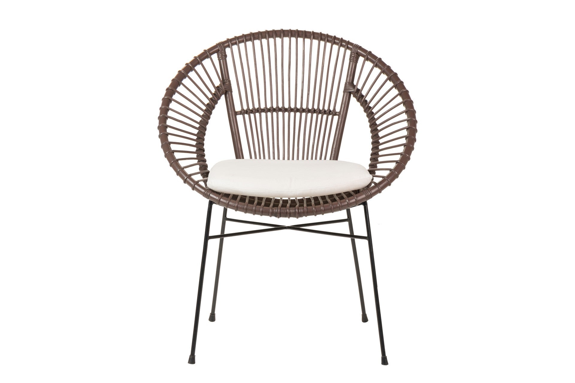SILLA RATTAN METAL COJIN BLANCO 72x60x87 CM
