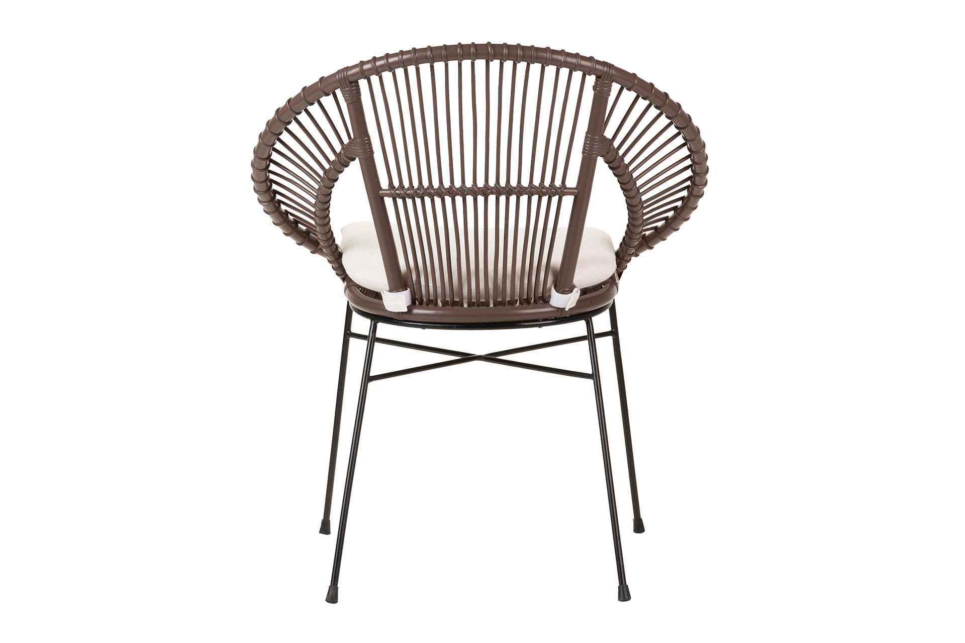 RATTAN METAL CHAIR WITH WHITE CUSHION 72x60x87 CM