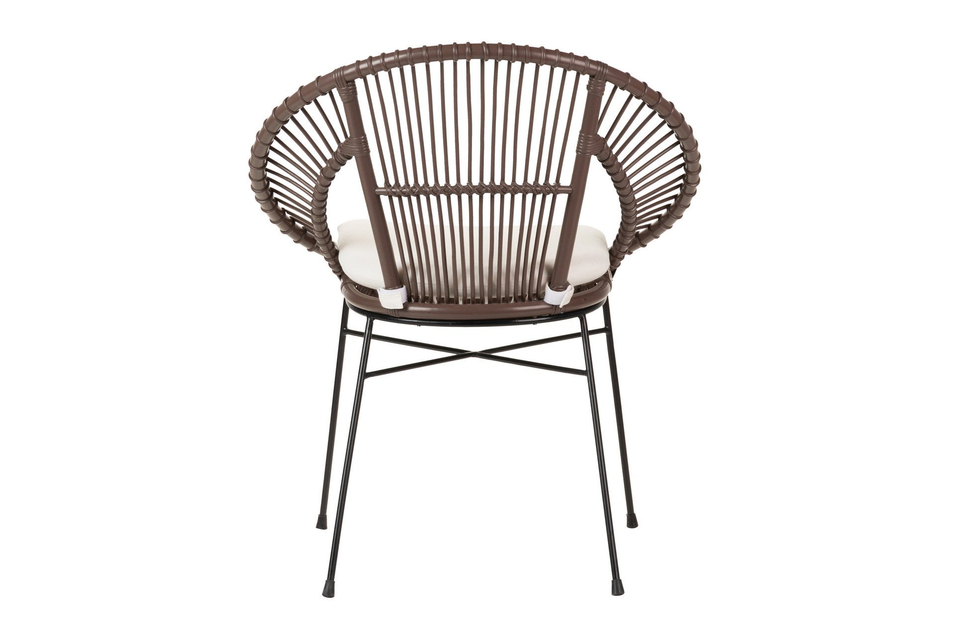 SILLA RATTAN METAL COJIN BLANCO 72x60x87 CM