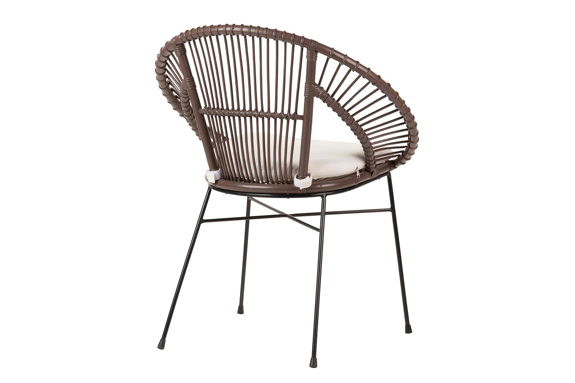 RATTAN METAL CHAIR WITH WHITE CUSHION 72x60x87 CM