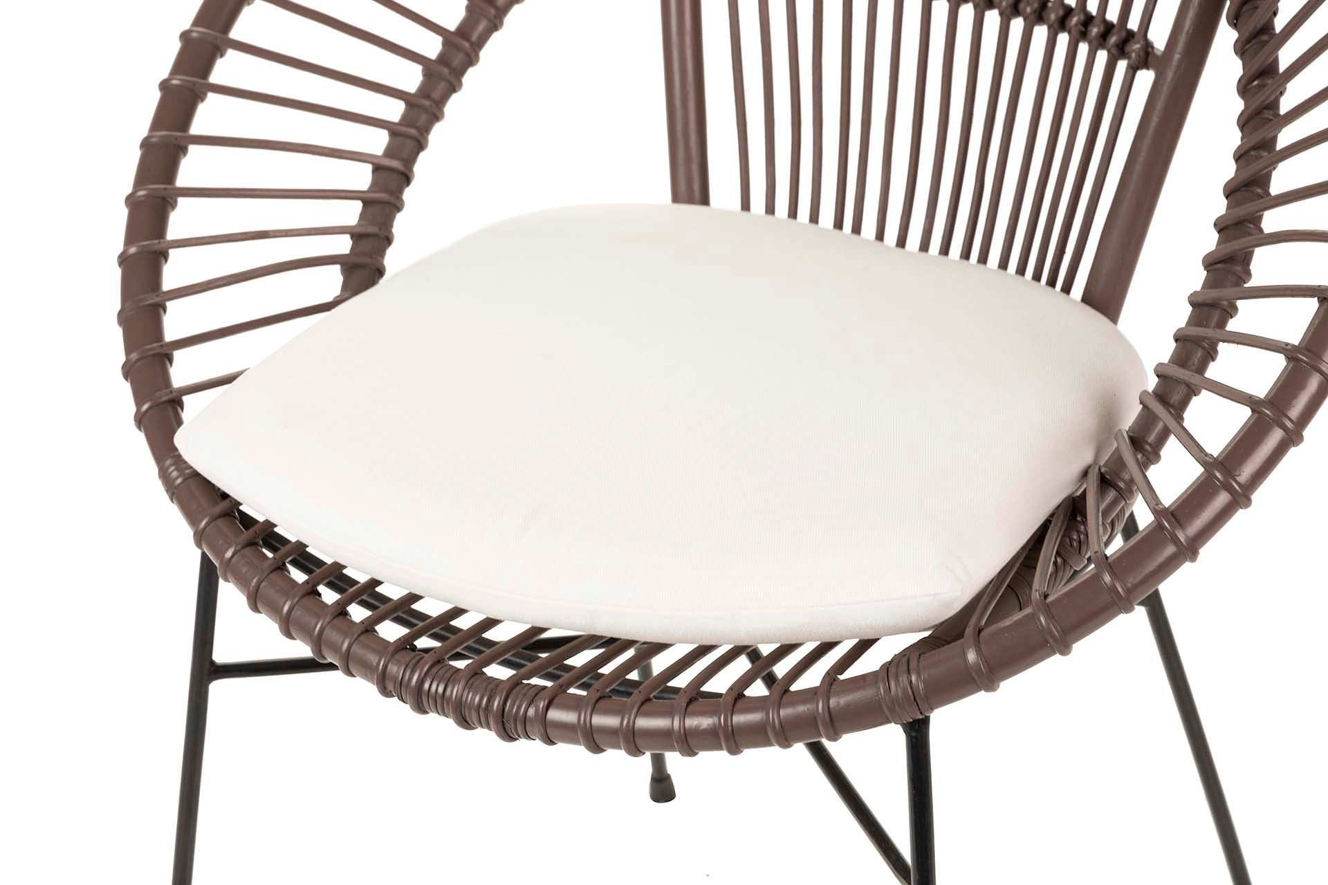 RATTAN METAL CHAIR WITH WHITE CUSHION 72x60x87 CM