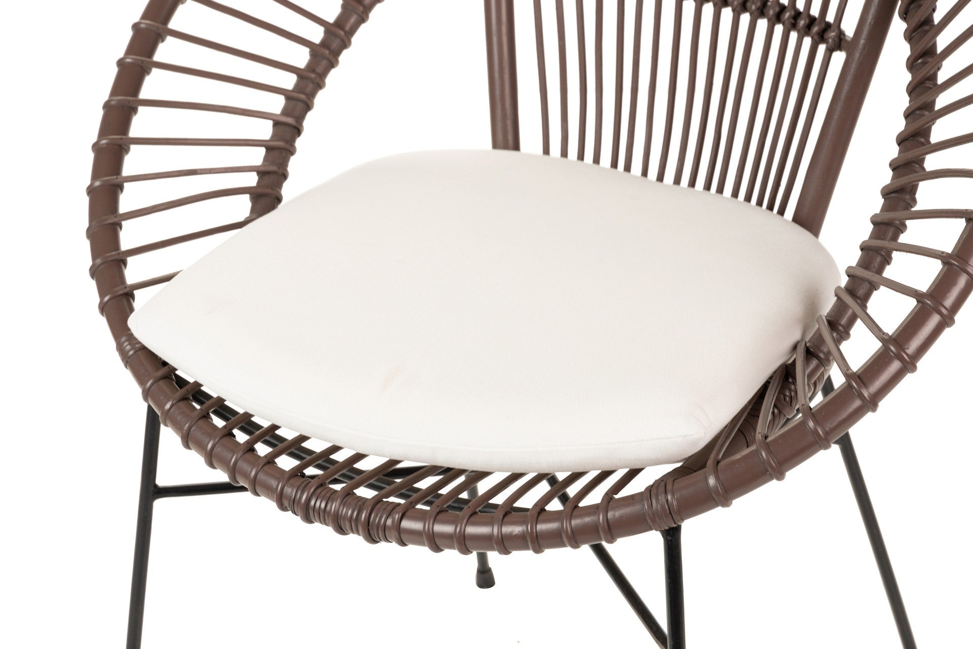 SILLA RATTAN METAL COJIN BLANCO 72x60x87 CM