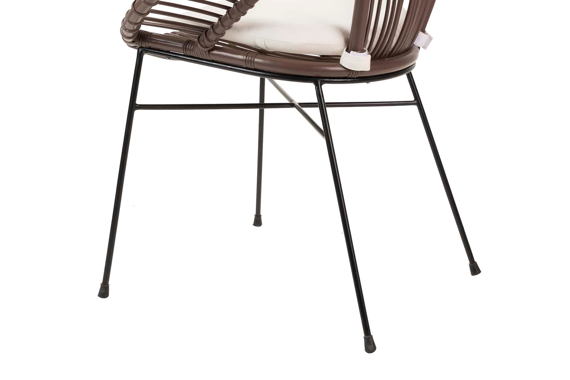 RATTAN METAL CHAIR WITH WHITE CUSHION 72x60x87 CM