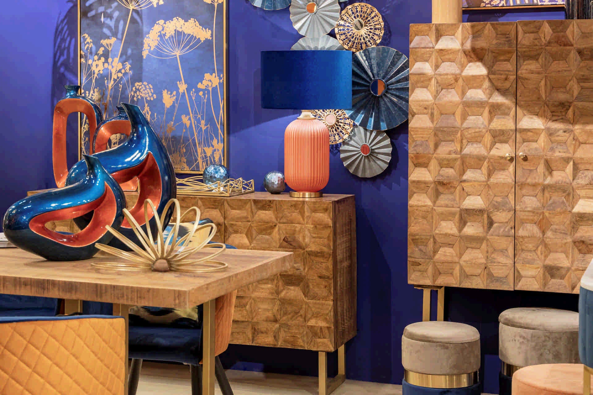 CABINET ALTO MADERA MANGO METAL 88x40x160 CM