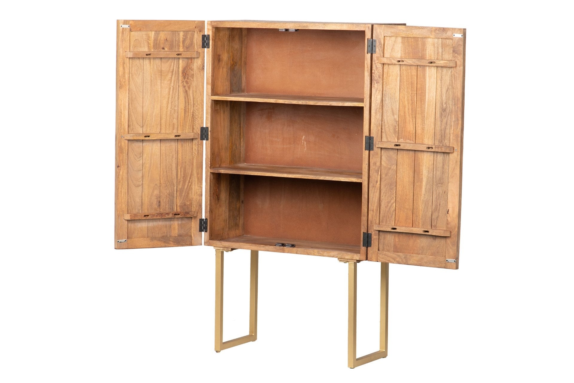 HIGH WOODEN CABINET WITH METAL HANDLE 88x40x160 CM