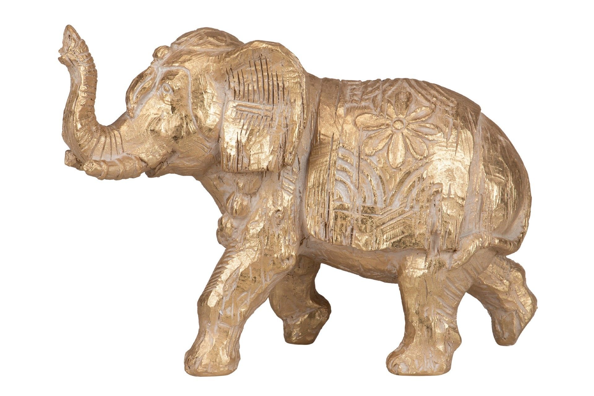 ELEFANTE RESINA DORADO 36x15x25 CM