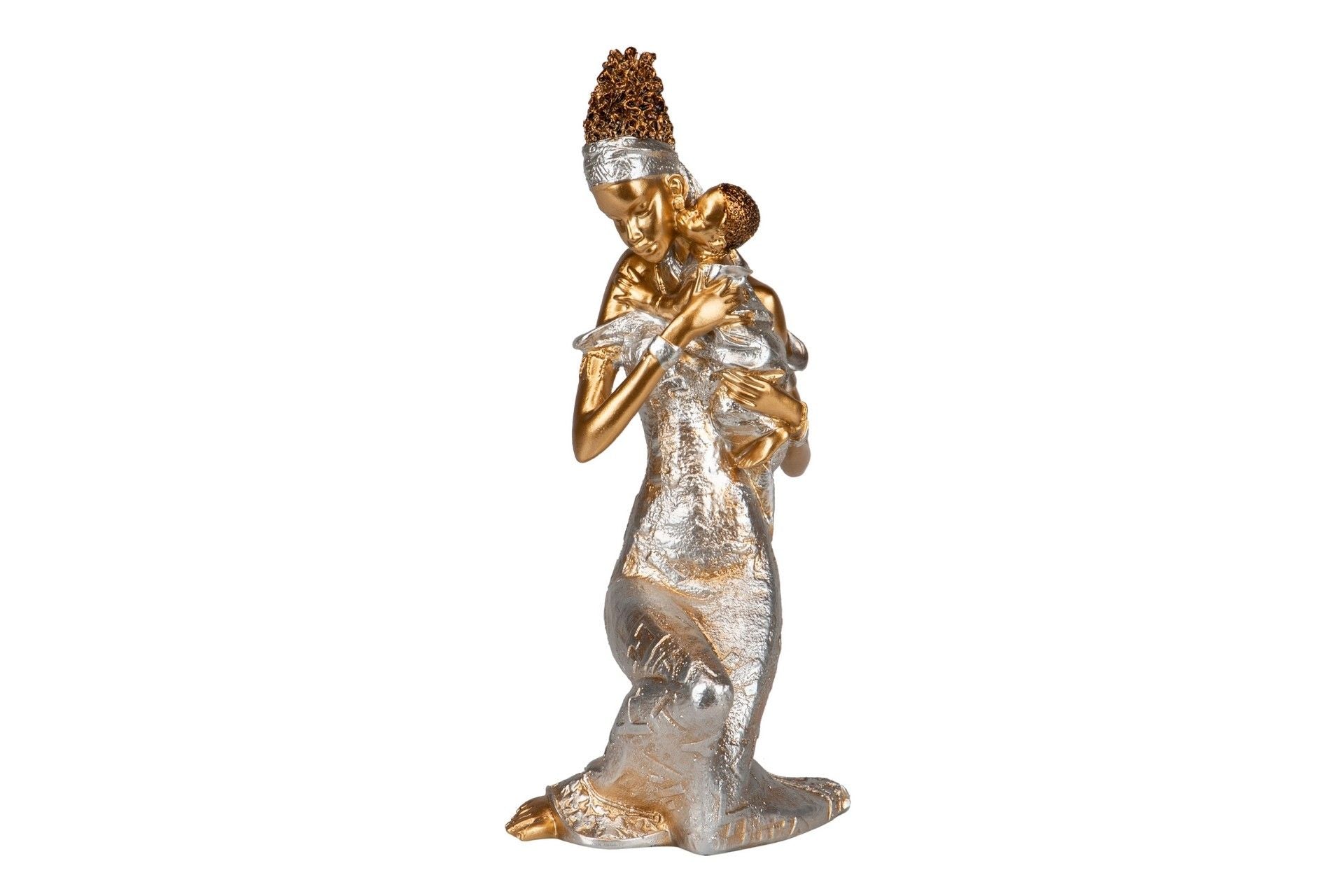 MASSAI FIGURE WITH CHILD RESIN 14x10x24 CM