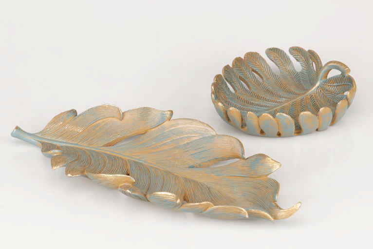 CENTRO DE MESA HOJA RESINA 39x18x5 CM