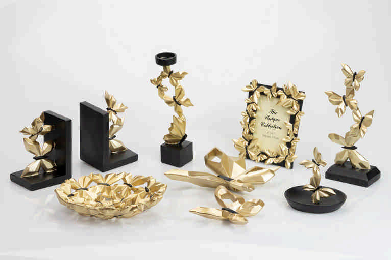 PORTAVELA MARIPOSAS DORADAS 13x7x29,5 CM