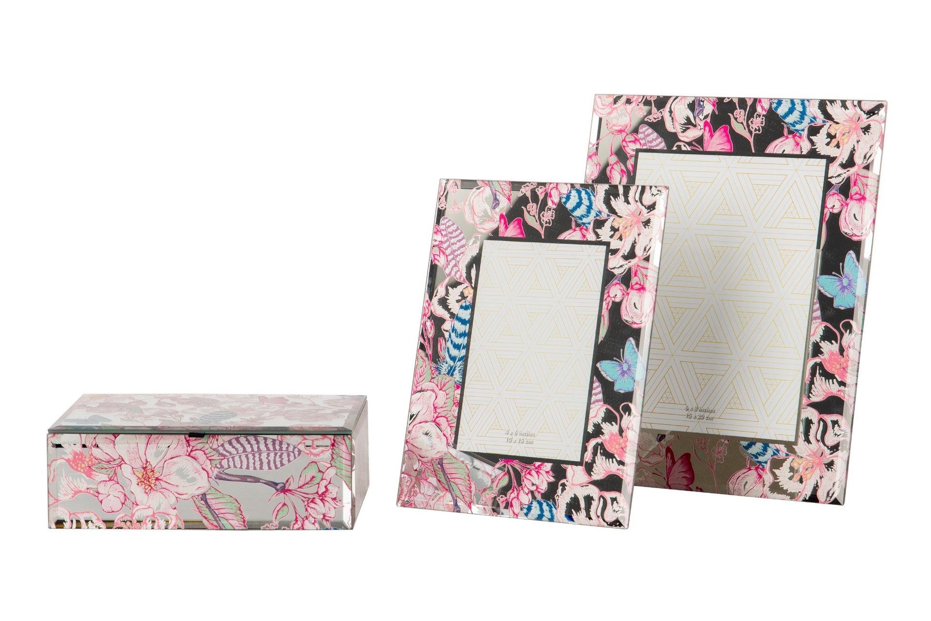 Butterfly Print Mirror Photo Frame 10x15 cm - Min. 2 units