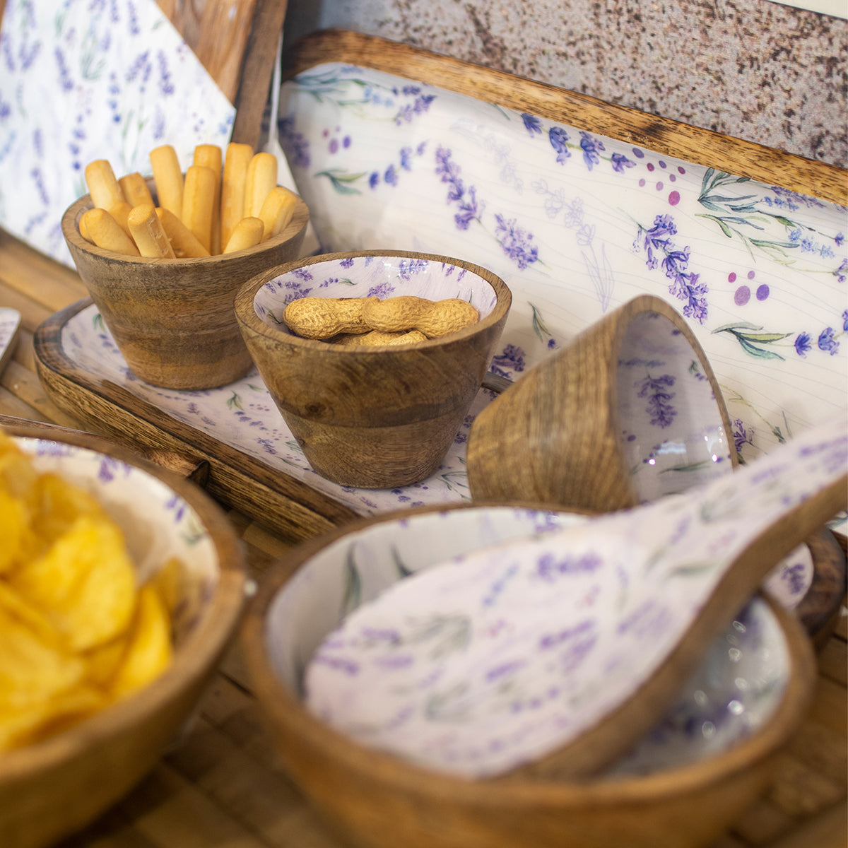 Lavender Tray with 3 Bowls