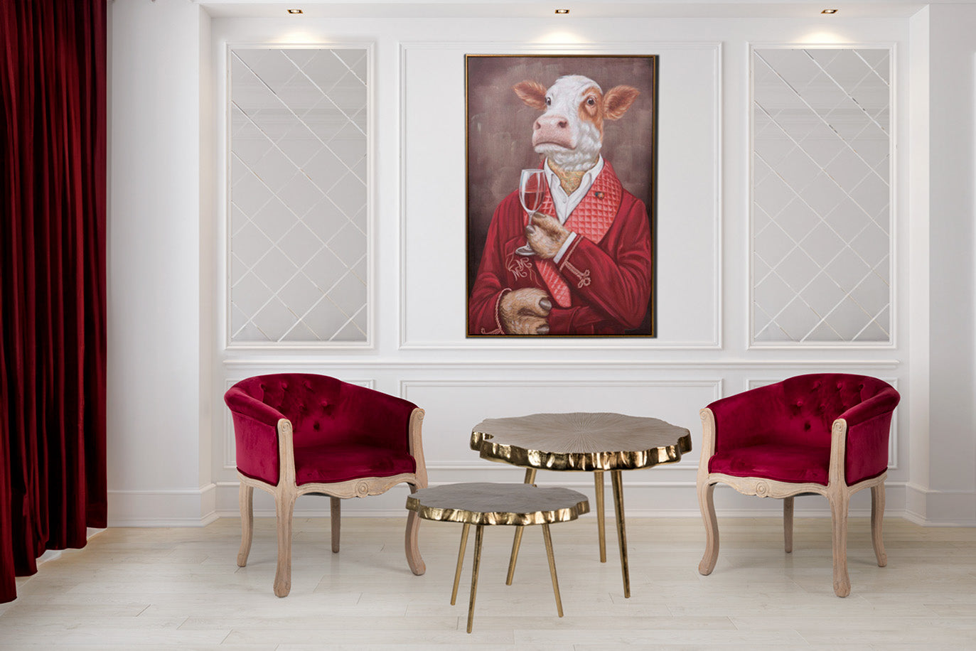 QUADRO COWMAN 80% PINTADO À MÃO MOLDURA 80x4x120 CM