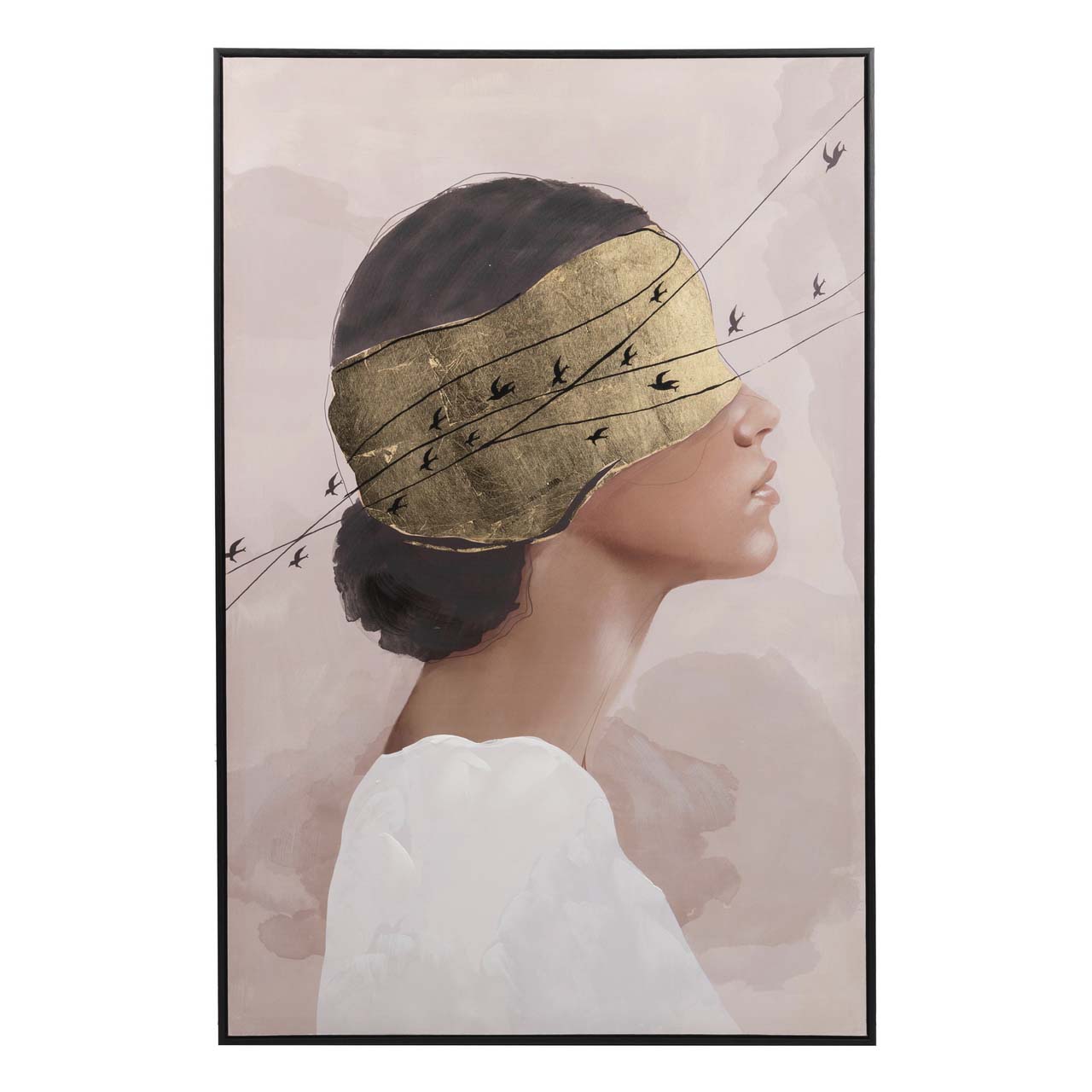 WOMAN PAINTING WITH BLACK FRAME 80x4x120 CM