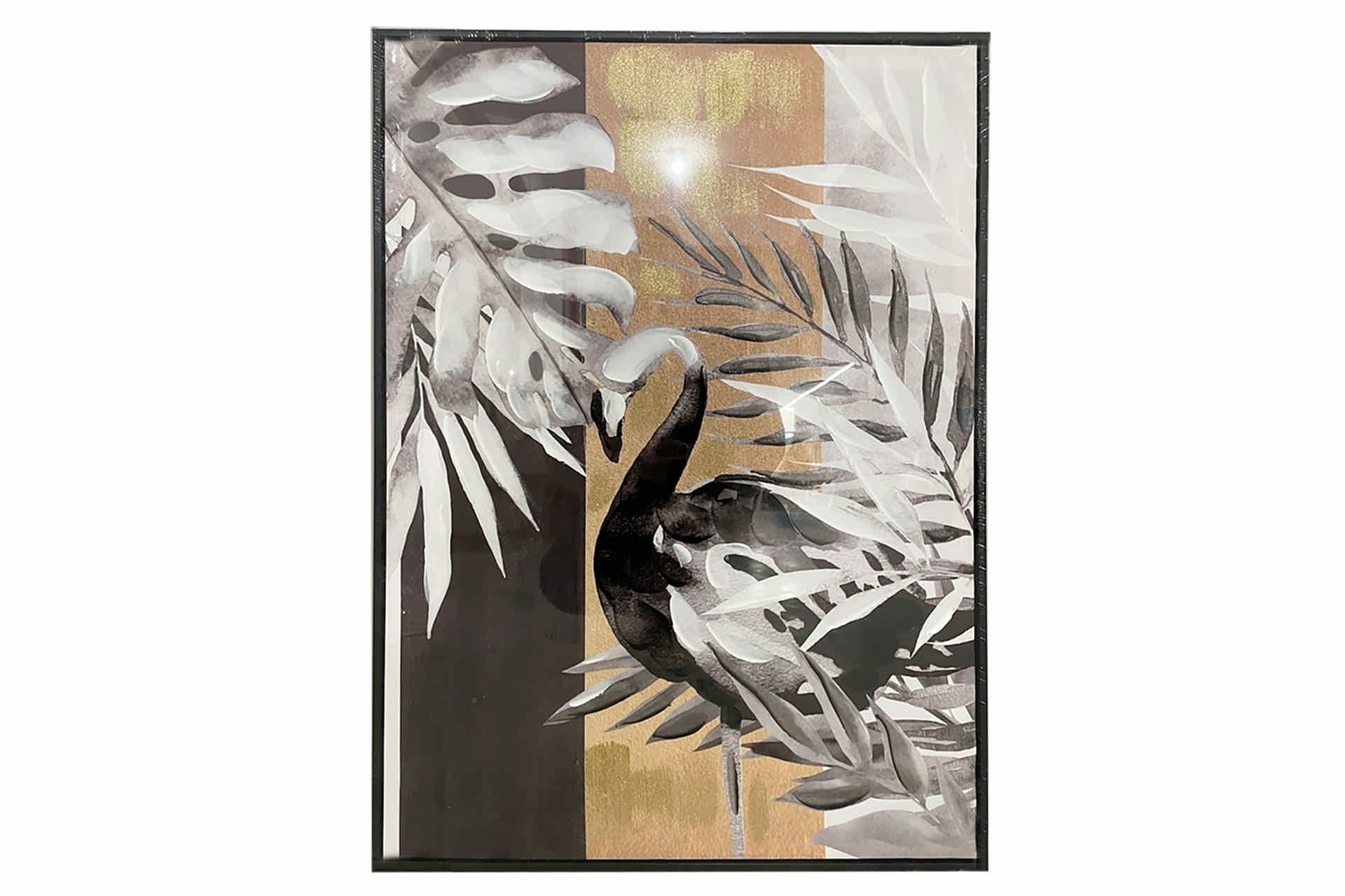 SET OF 2 FLOWER PAINTINGS WITH BLACK FRAME 60x4x80 CM