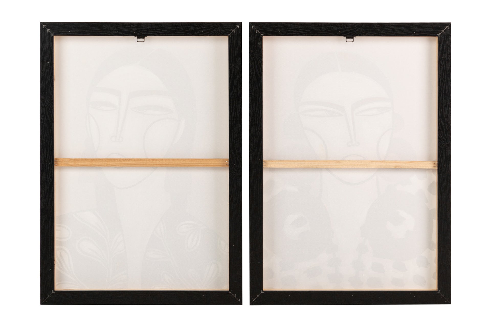 SET 2 CUADROS SEÑORAS FOIL MARCO NEGRO 50x4x70 CM