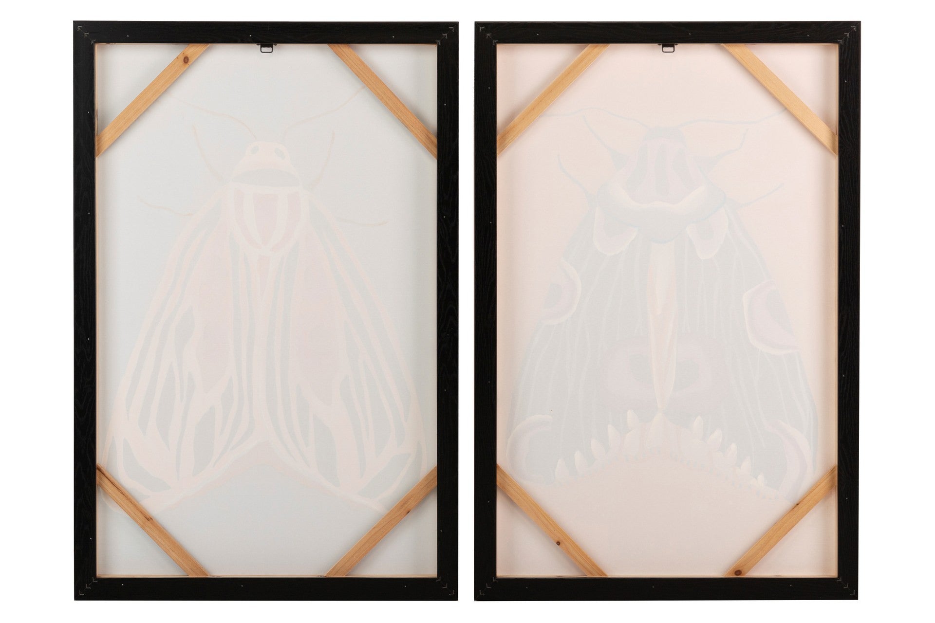 CONJUNTO DE 2 QUADROS DE BORBOLETAS COM MOLDURA PRETA 60x4x90 CM