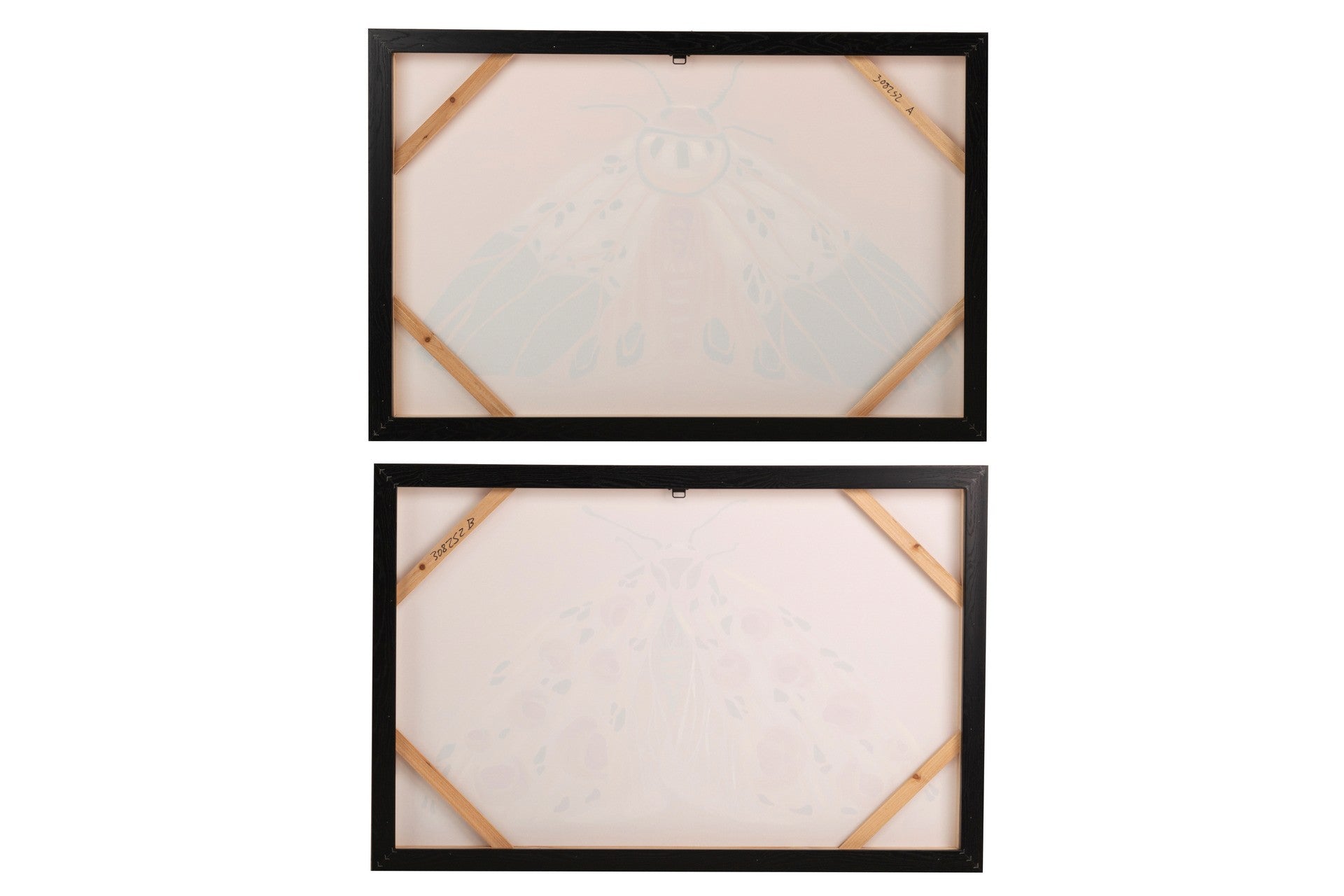 CONJUNTO DE 2 QUADROS DE BORBOLETAS COM MOLDURA PRETA 90x4x60 CM