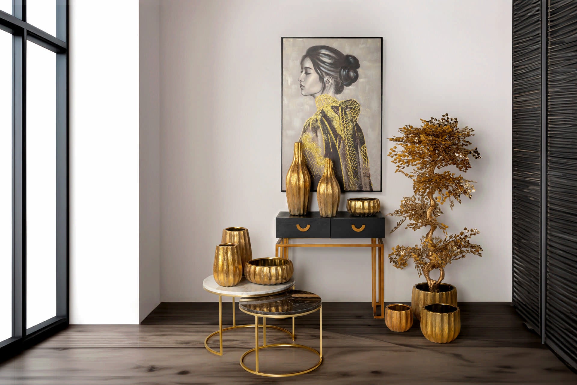 QUADRO DE MULHER COM MOLDURA PRETA 80x4x120 CM