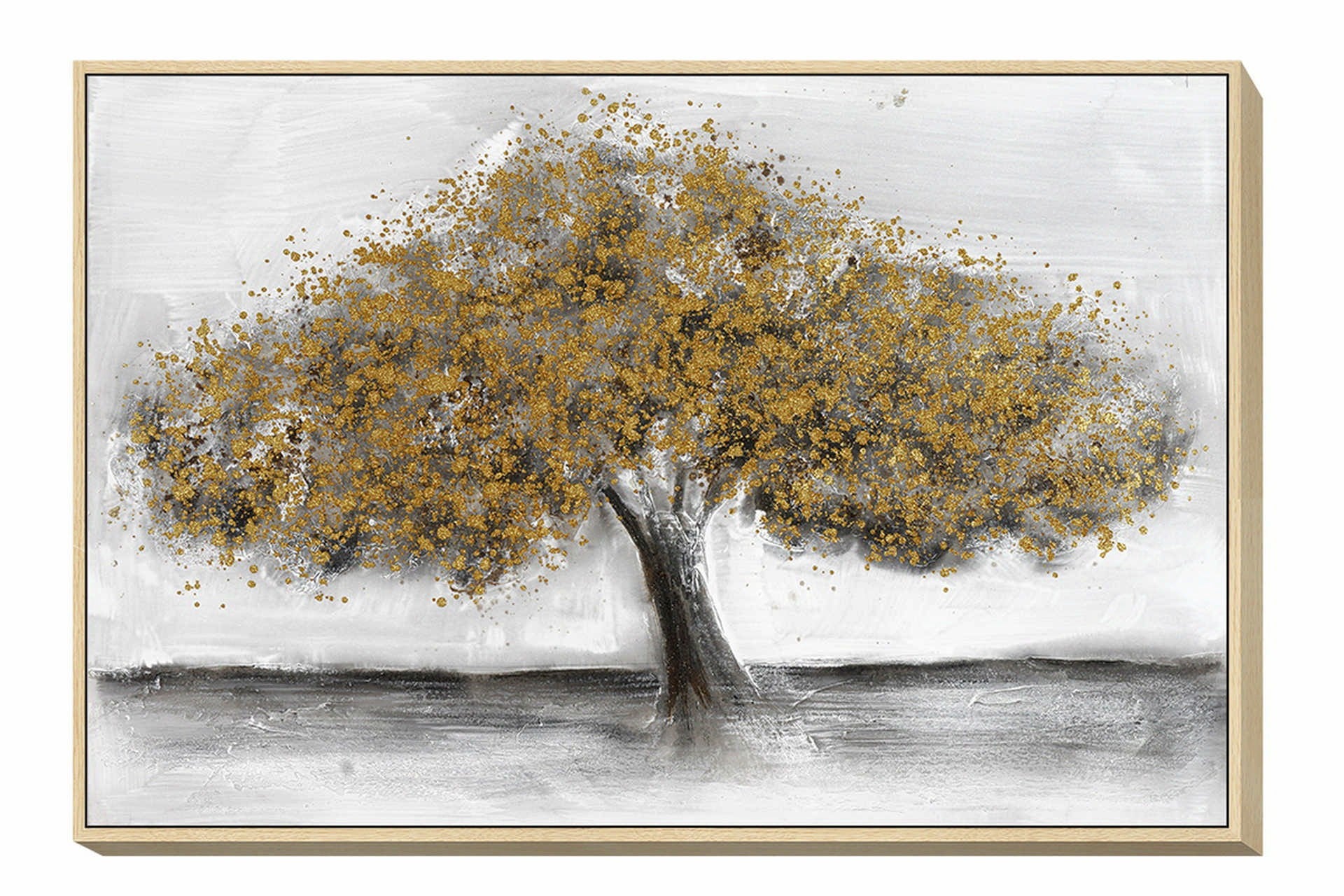 CUADRO ARBOL CON MARCO CHAMPAGNE 120x4x80 CM