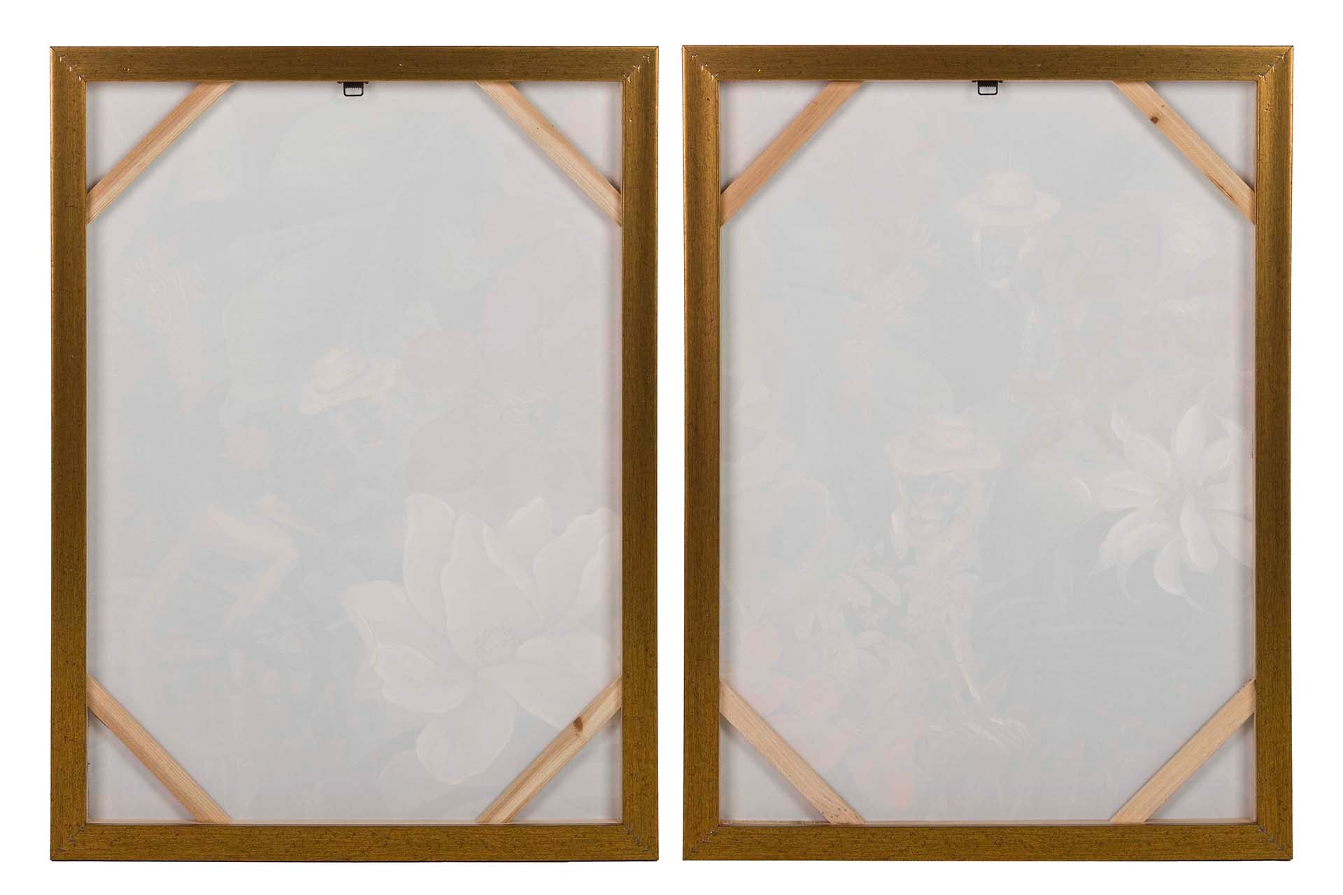 SET 2 CUADROS MACACOS CON MARCO DORADO 60x4x80 CM