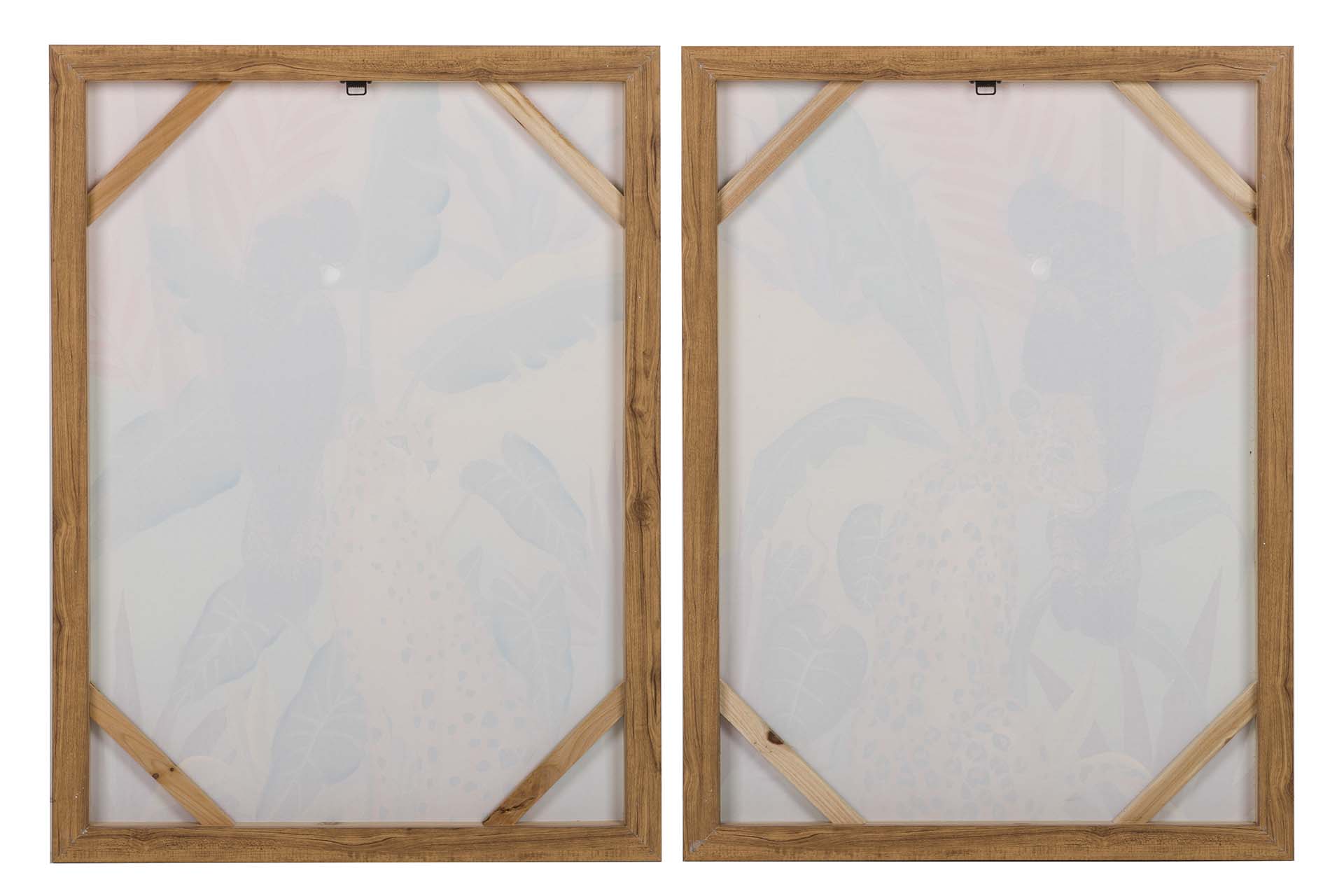 SET2 CUADROS ANIMALES CON MARCO DORADO 60x4x80 CM