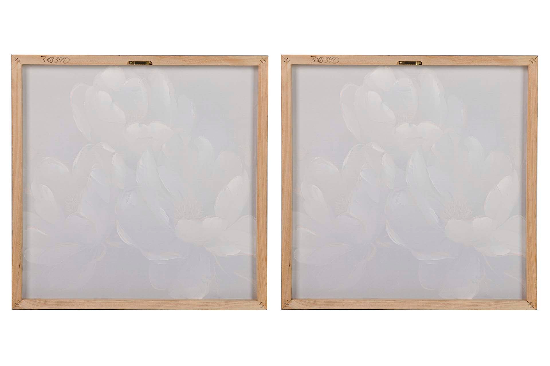 CONJUNTO DE 2 TELAS DE FLORES 40% PINTADA À MÃO 60x3x60 CM