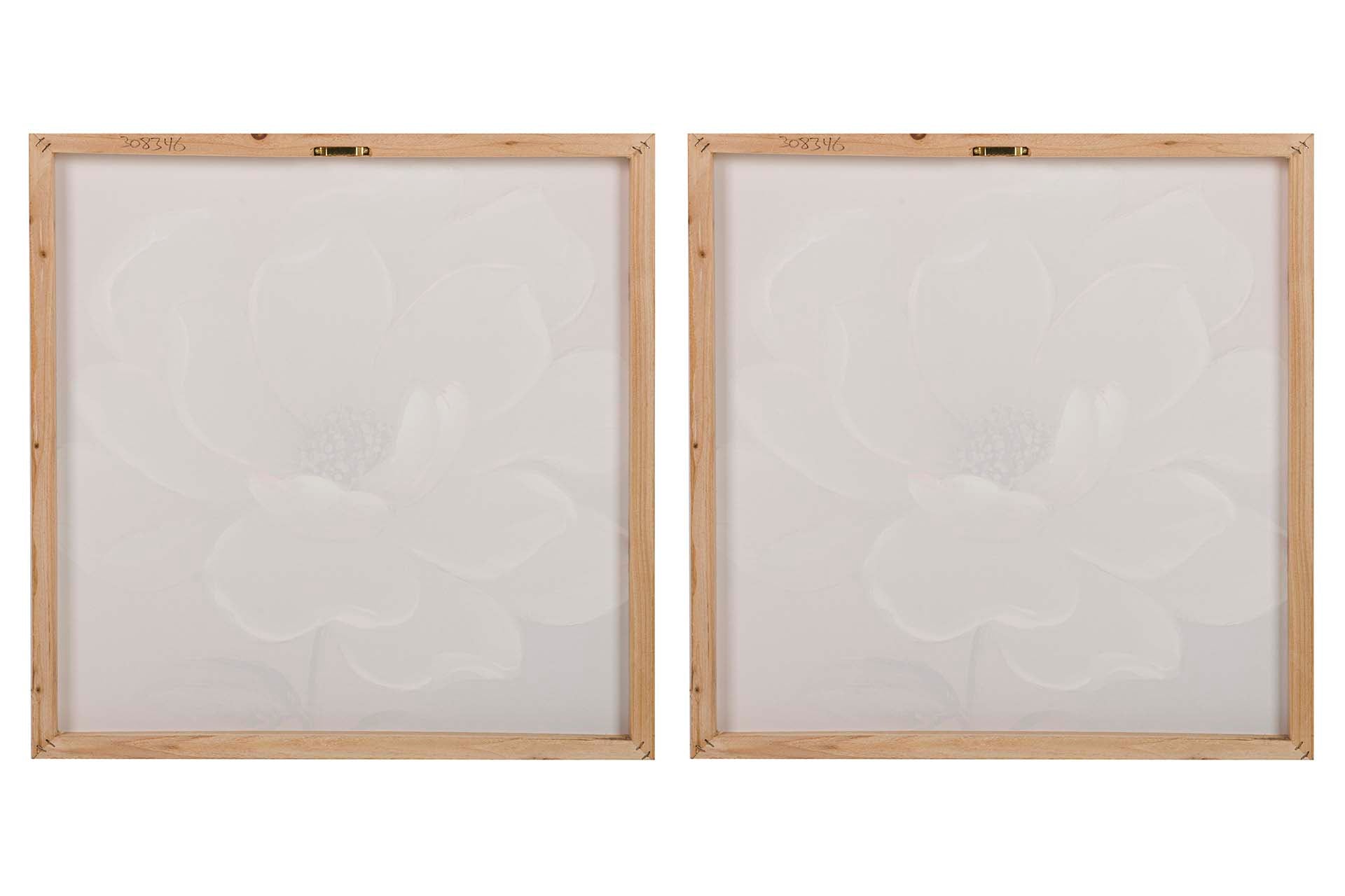 SET OF 2 FLOWER CANVASES 40% HAND PAINTED 60x3x60 CM