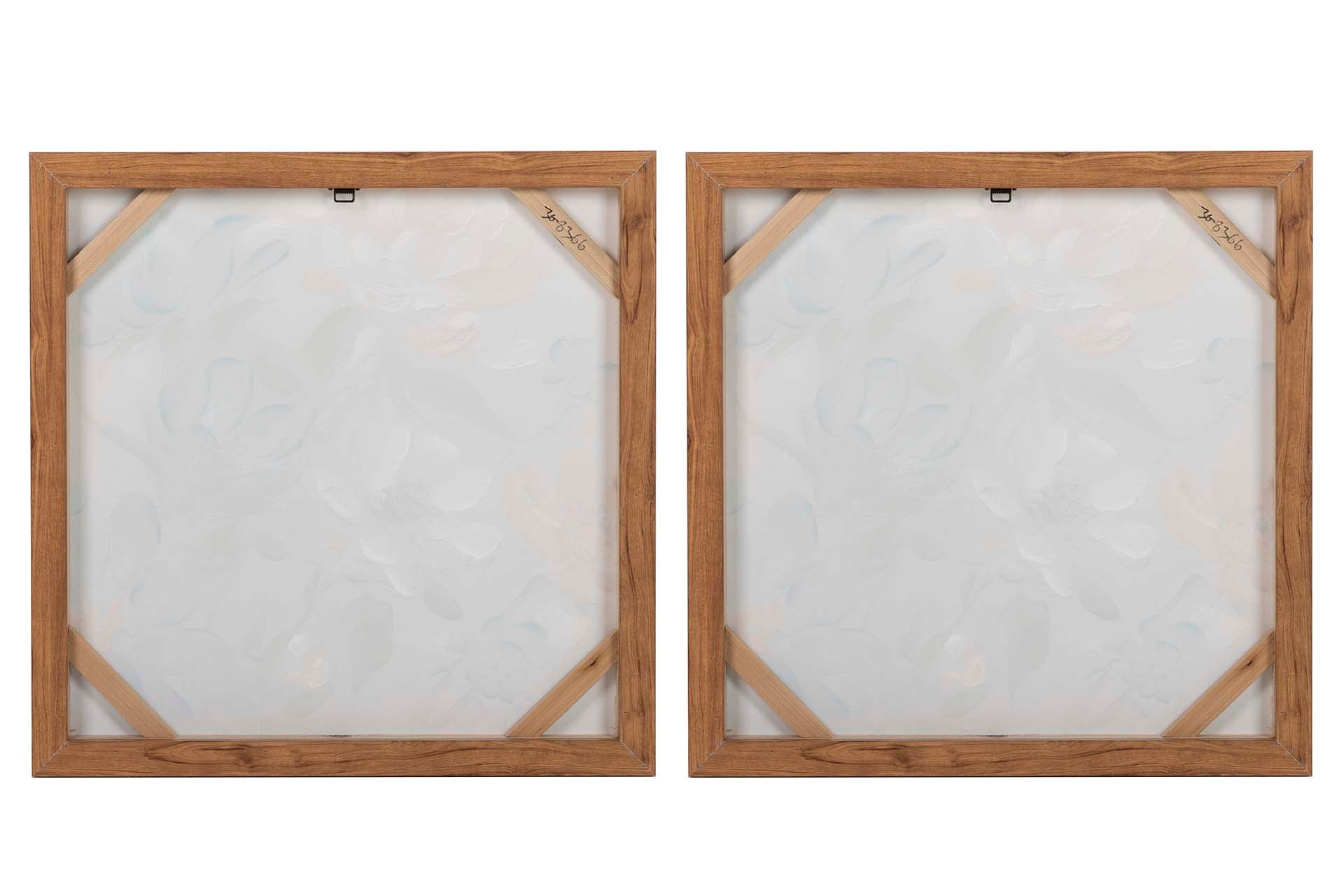 SET OF 2 FLOWER PAINTINGS 80% HAND PAINTED 60x4x60 CM