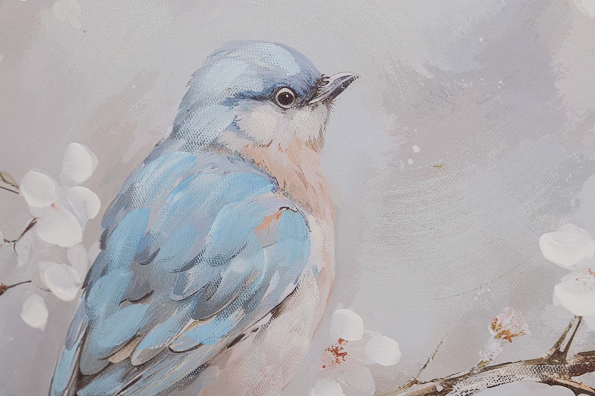 SET OF 2 BIRD PAINTINGS 80% HAND PAINTED 60x4x60CM