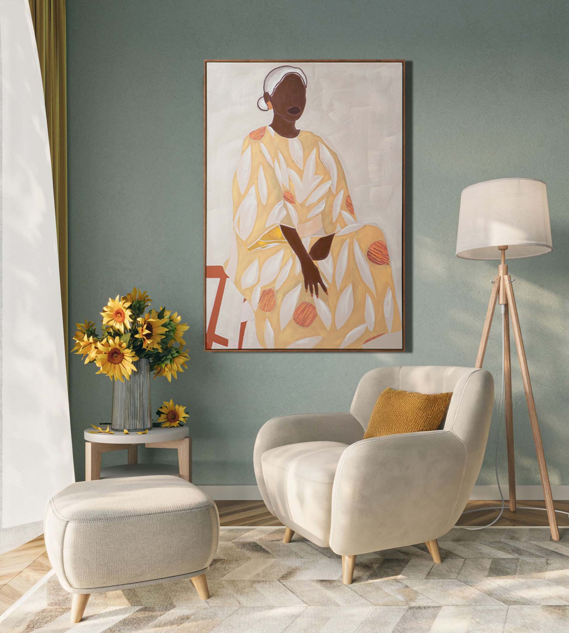AFRICAN PAINTING 80% HAND PAINTED 80x4x120 CM