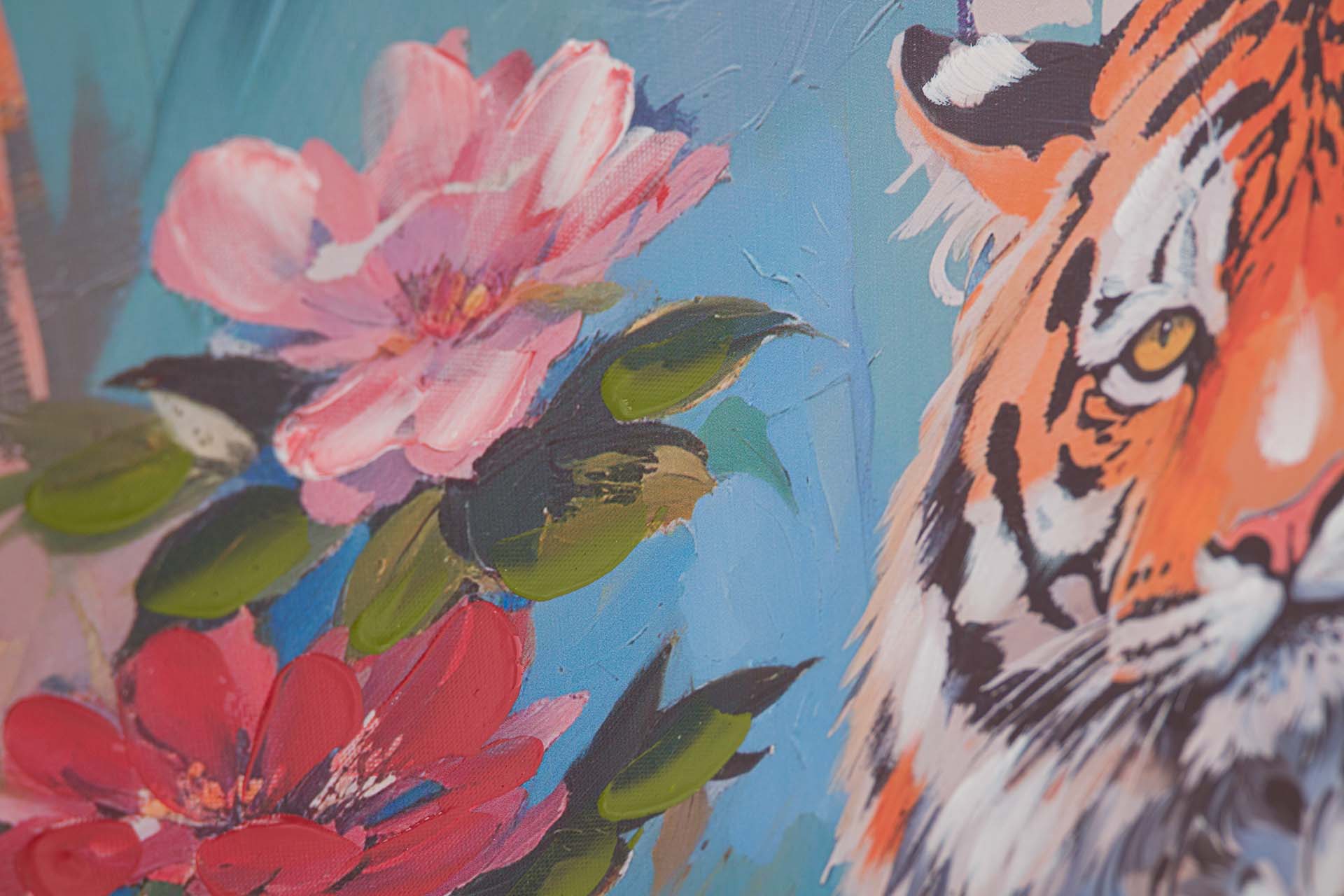 SET 2 CUADROS TIGRES 80% PINTADO A MANO 60x4x80 CM