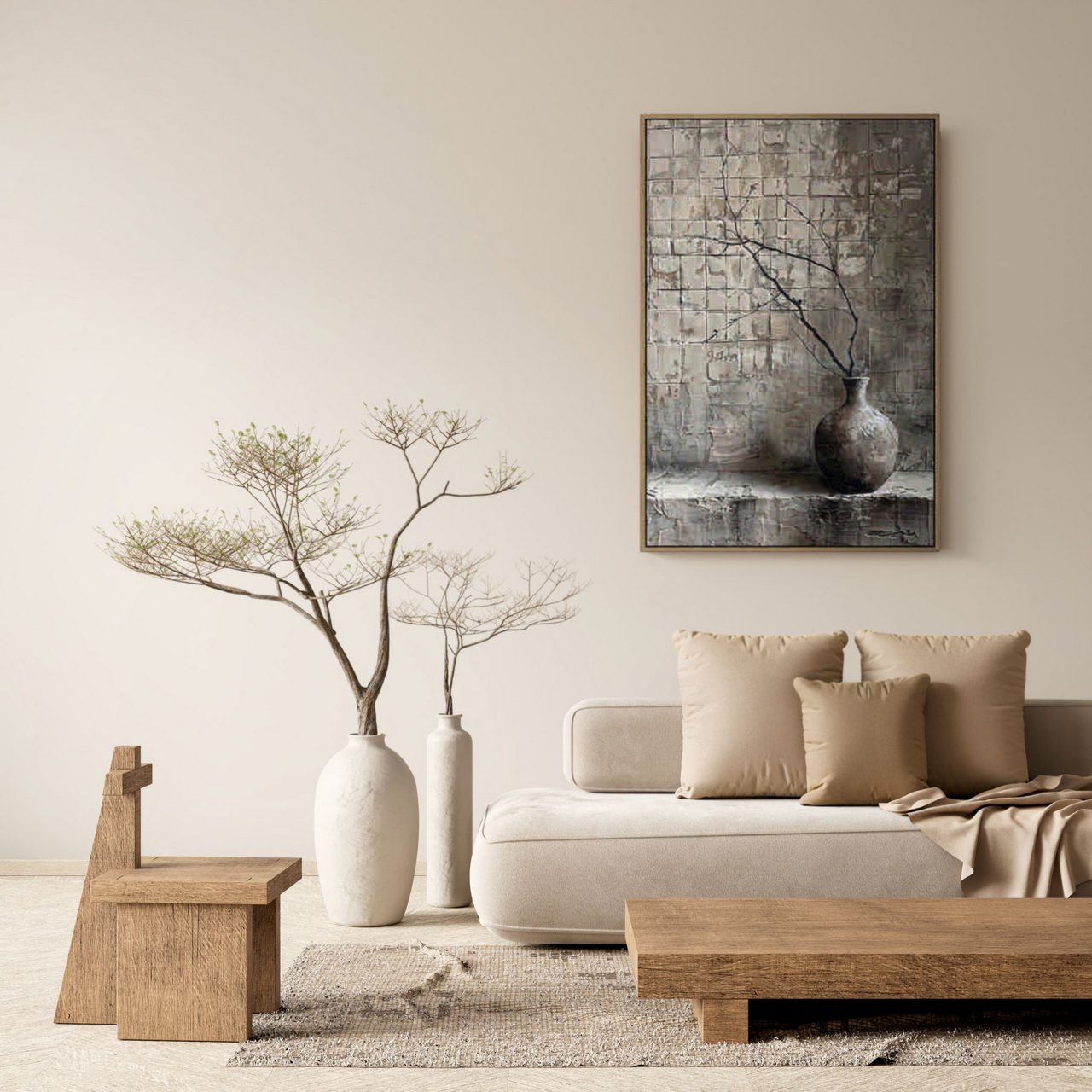 CUADRO JARRON 80% PINTADO A MANO 80x4x120 CM