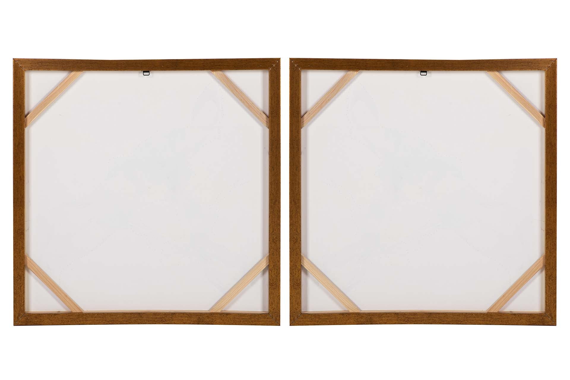 SET OF 2 PAINTINGS 80% HAND PAINTED AND FOIL 80x4x80 CM